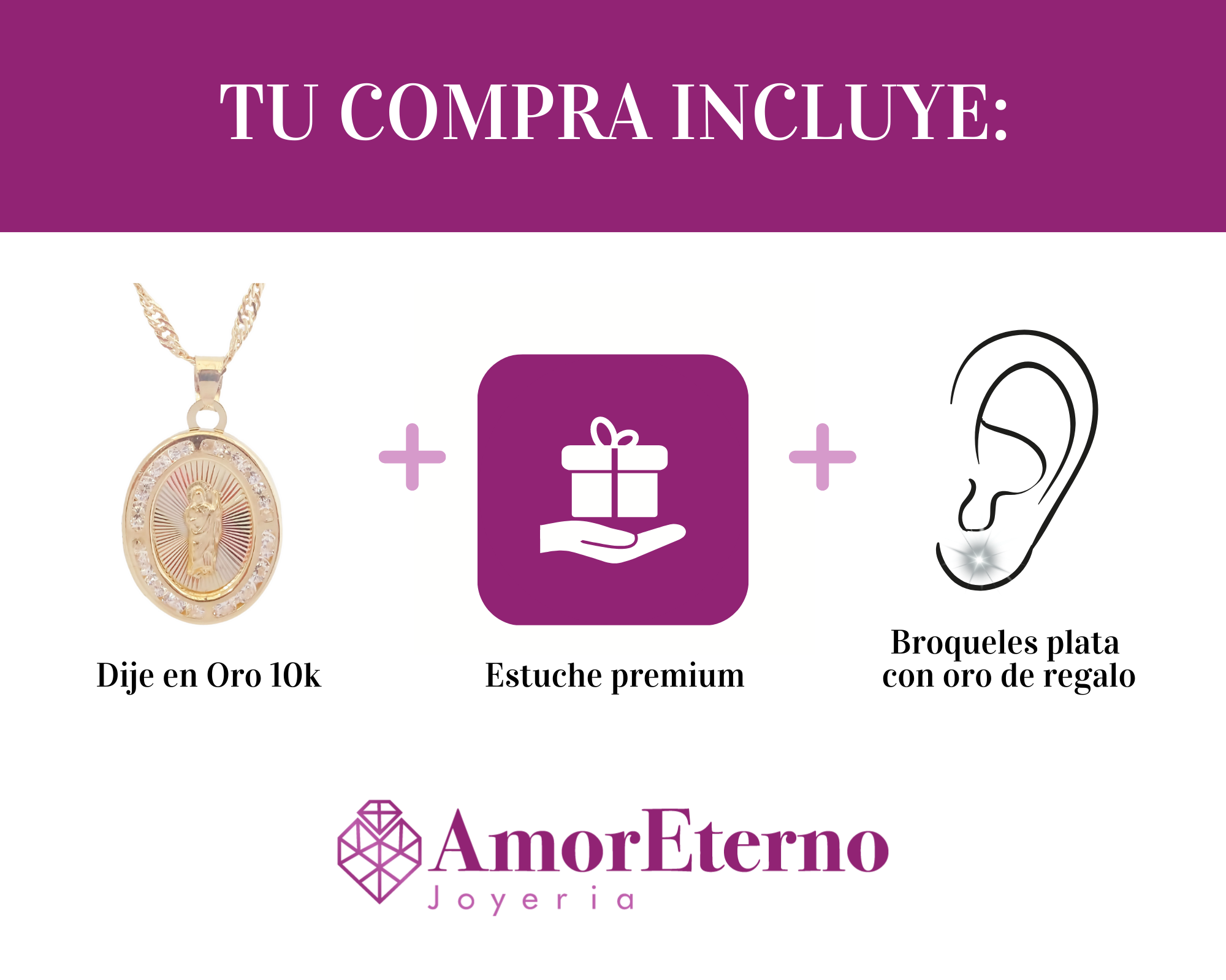 Amor Eterno - Dije San Judas Tadeo 3 Oros 10k Cadena Regalo / Ovalada