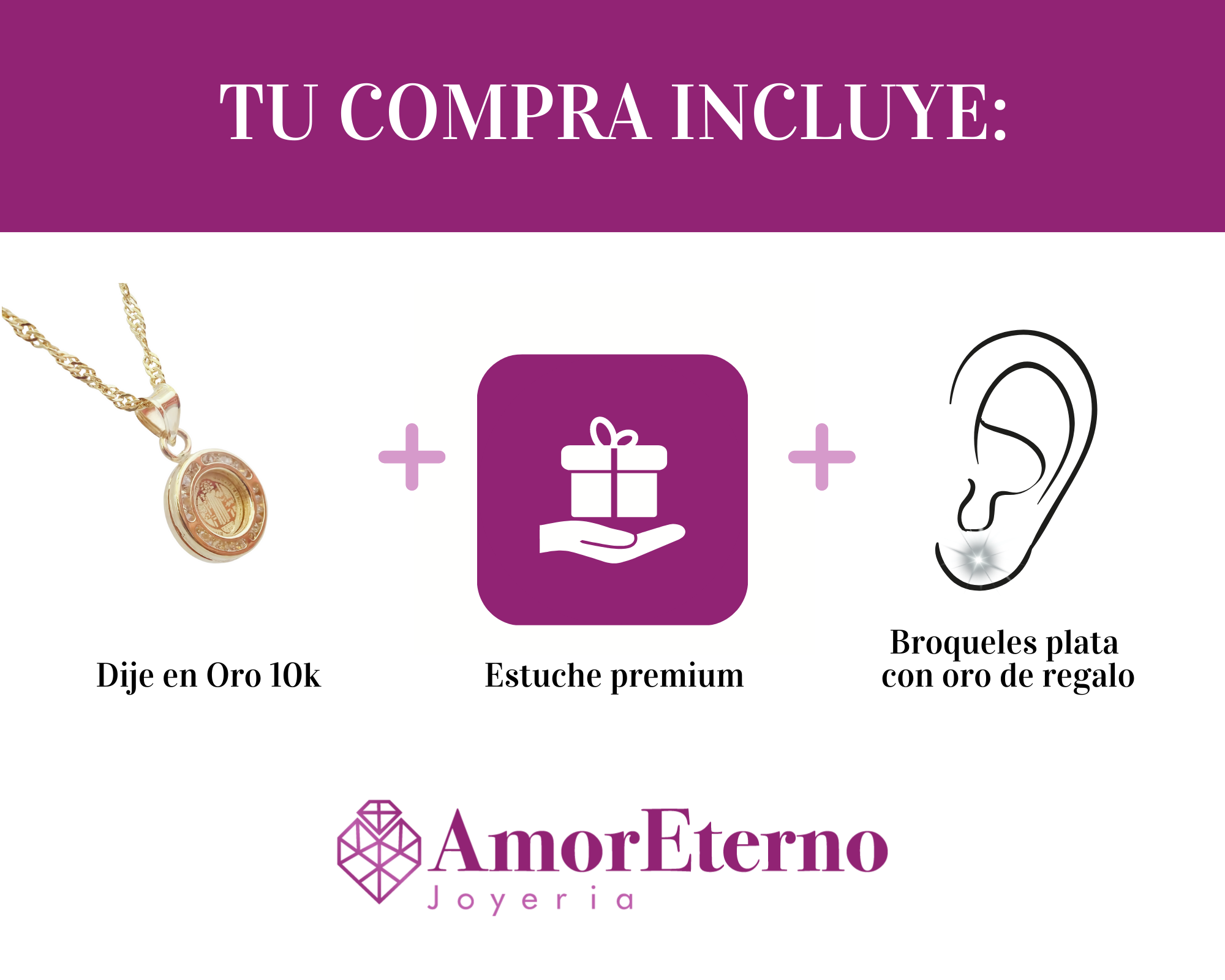 Amor Eterno - Dije Medalla San Benito 2 Lados Oro 10k + Cadena de Regalo