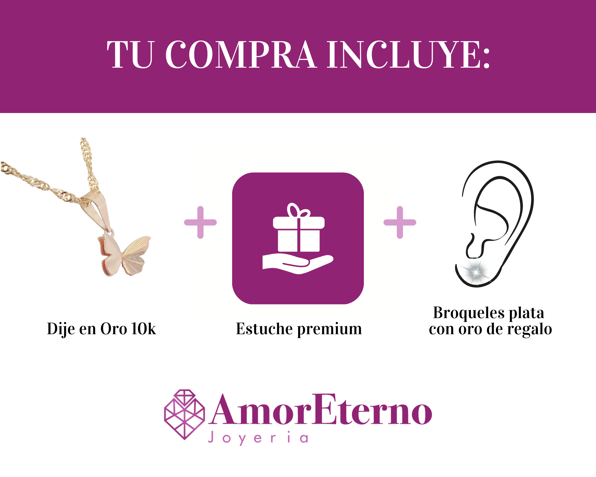 Amor Eterno - Dije / Mariposa 3d / Oro Sólido 10k
