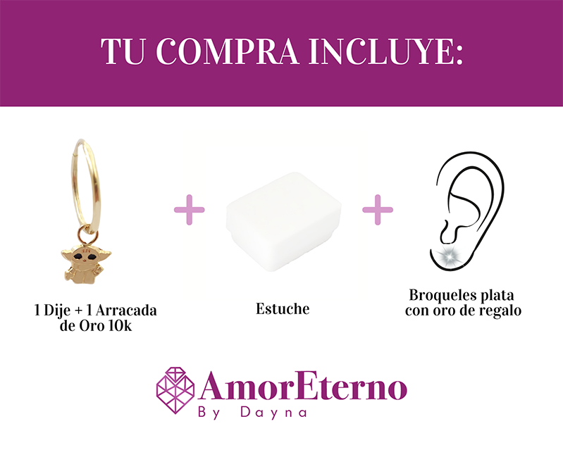Amor Eterno - Dije Con Arracada Yoda / Oro 10k + Regalo