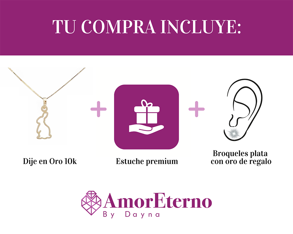 Amor Eterno - Dije Y Cadena / Liebre / Oro Sólido 10k