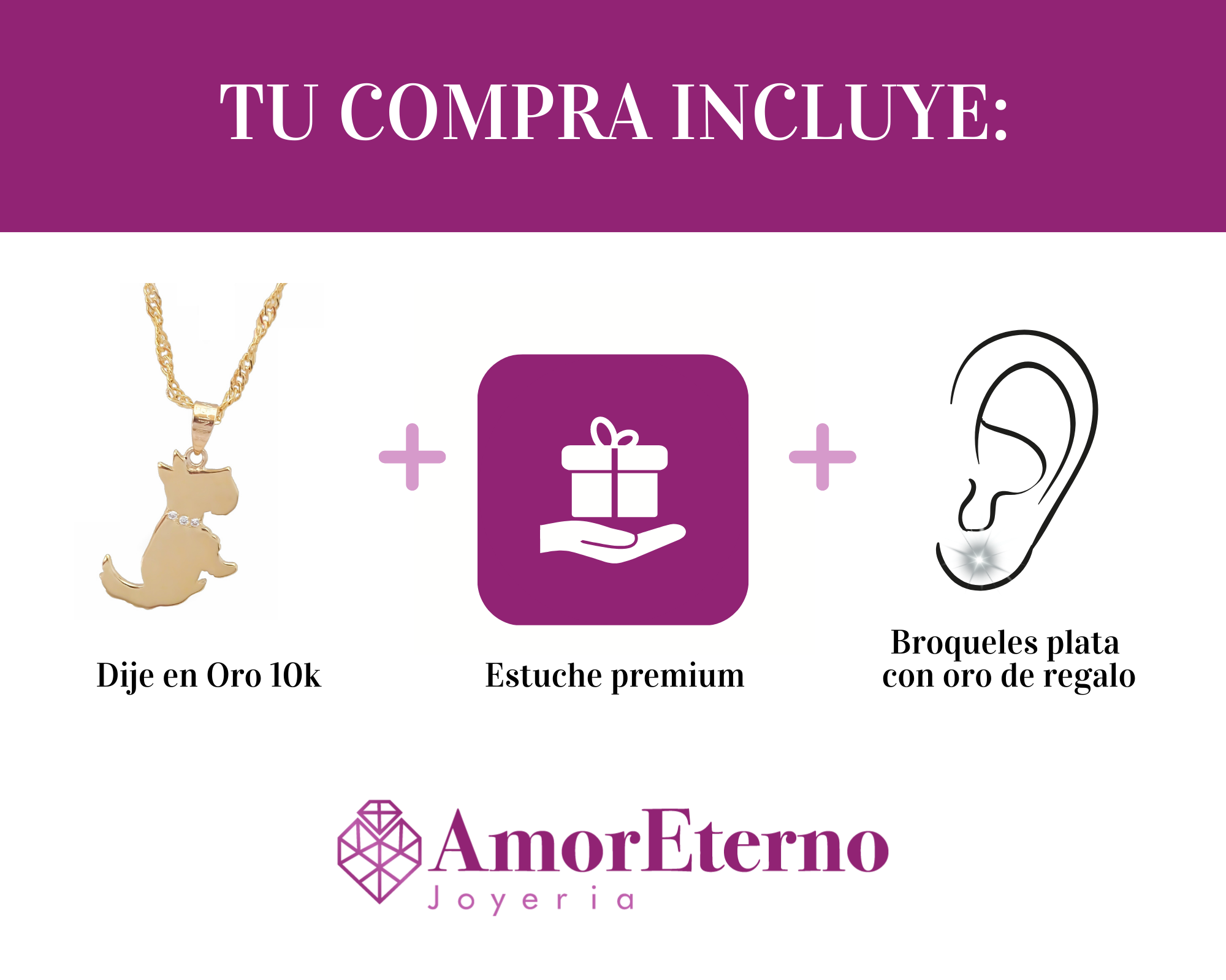 Amor Eterno - Dije Perrito Schnauzer Oro 14k + Cadena de Regalo