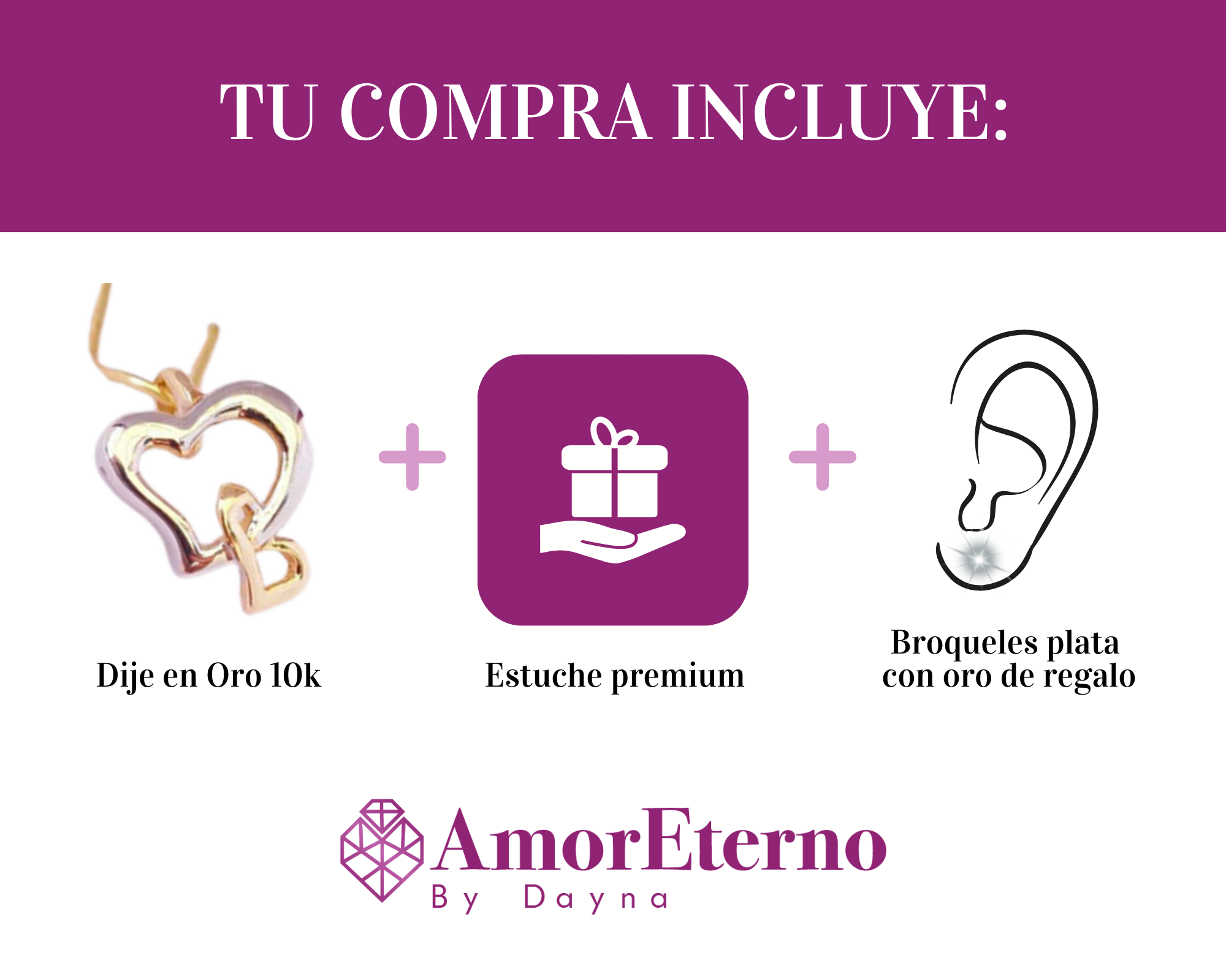Amor Eterno - Dije Doble Corazón / Oro 10k Solido