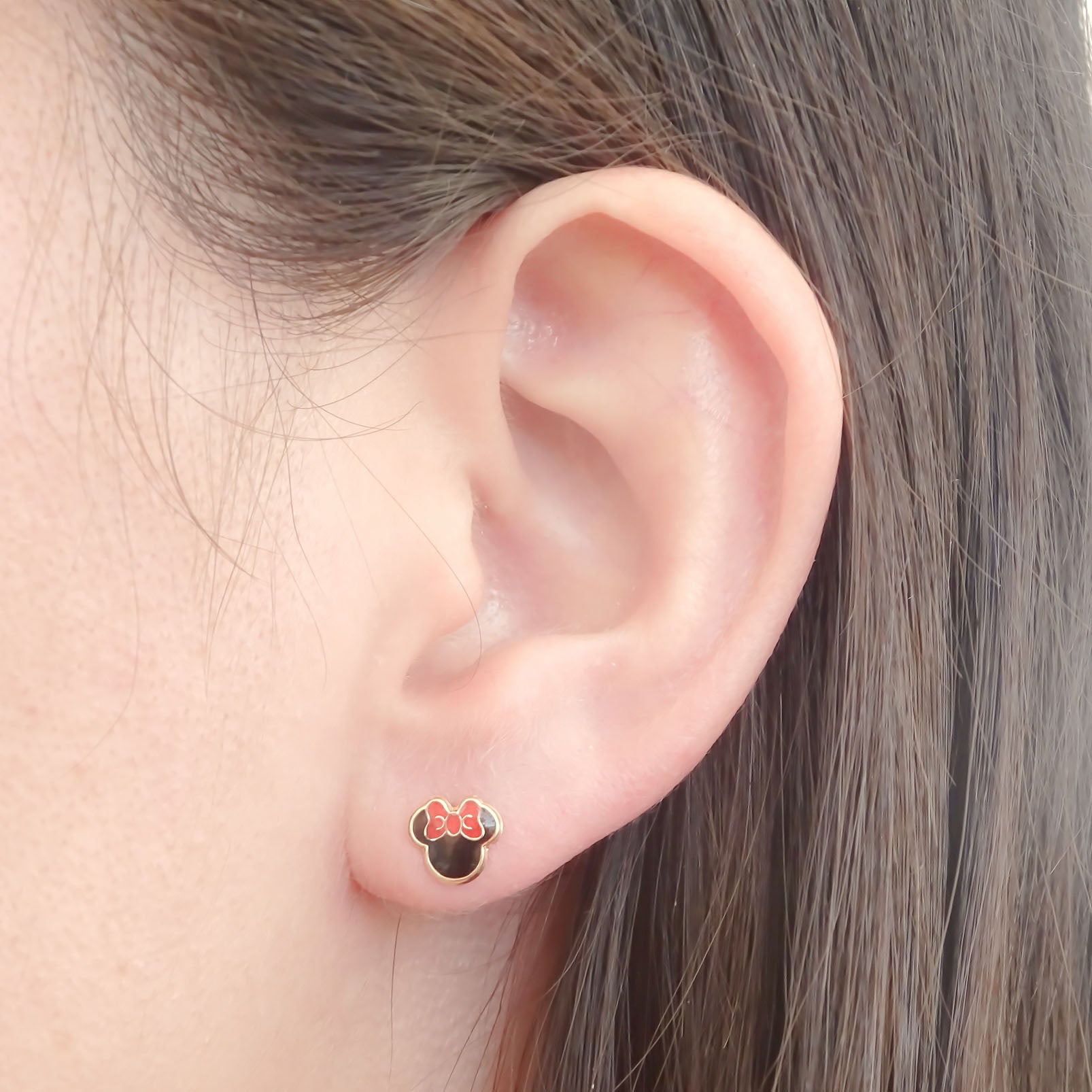 Amor Eterno - Broqueles Disney Mickey Minnie Aretes Oro 10k