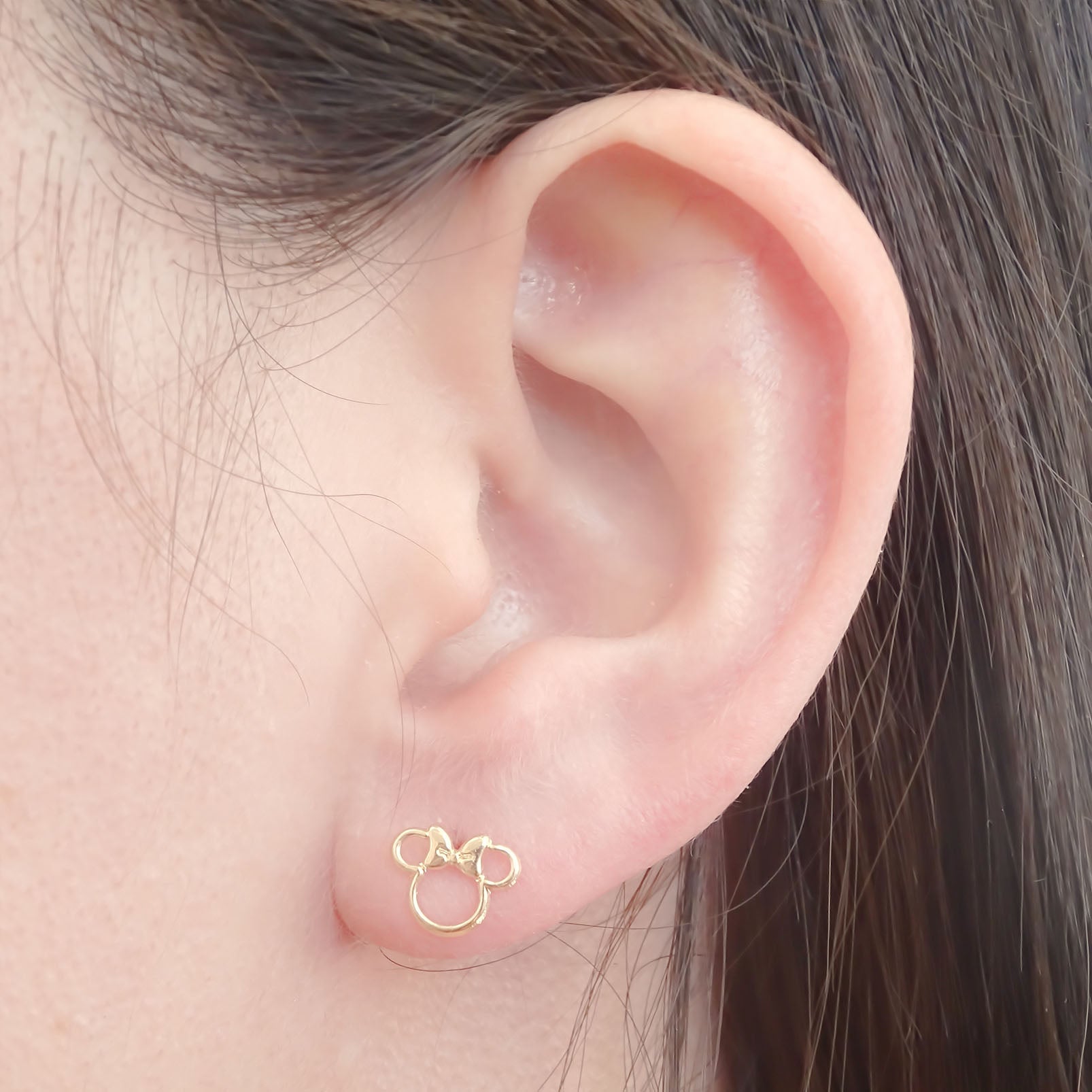 Amor Eterno - Broqueles Disney Silueta Minnie Aretes / Oro 10k