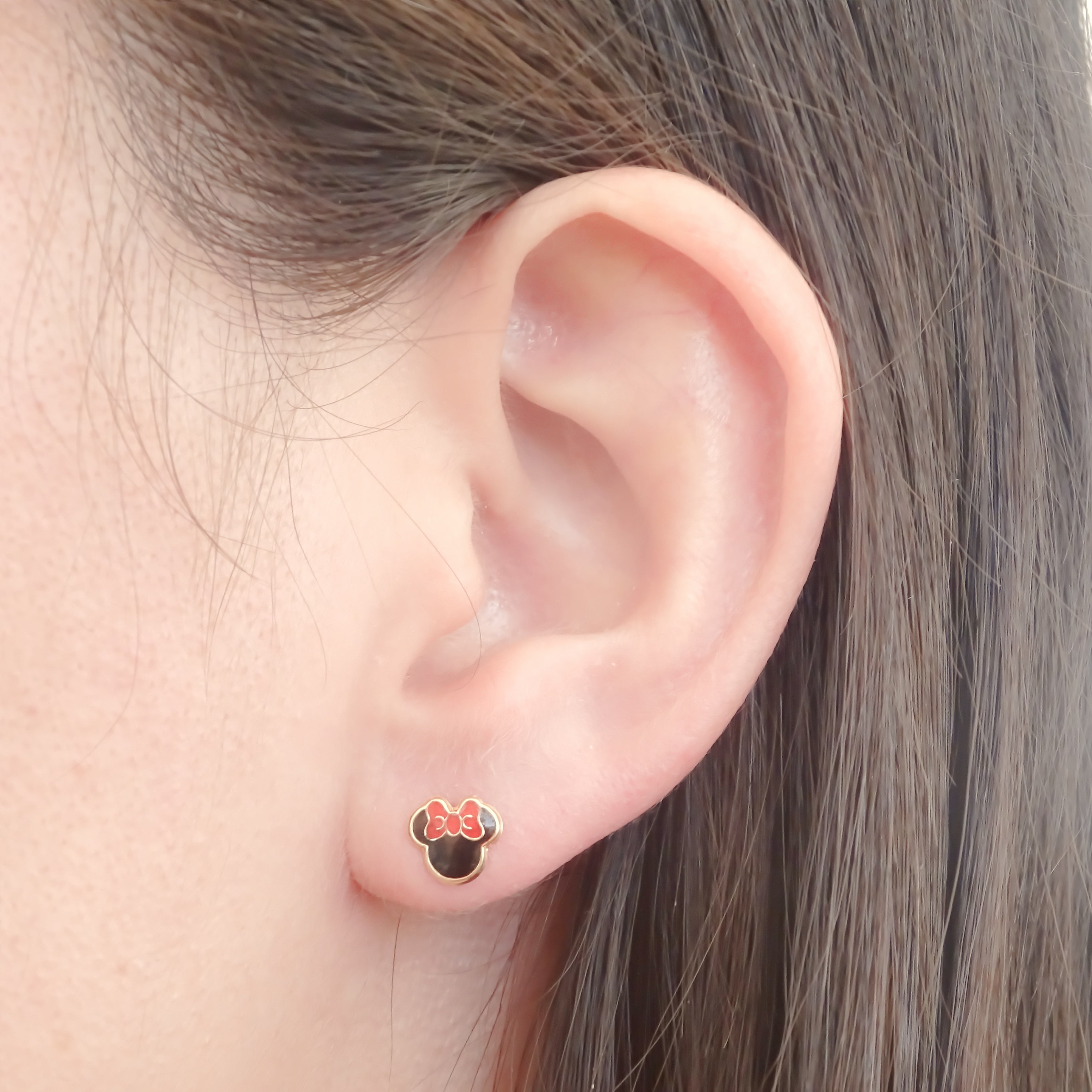Amor Eterno - Broqueles Disney Mickey Minnie Aretes Oro 10k