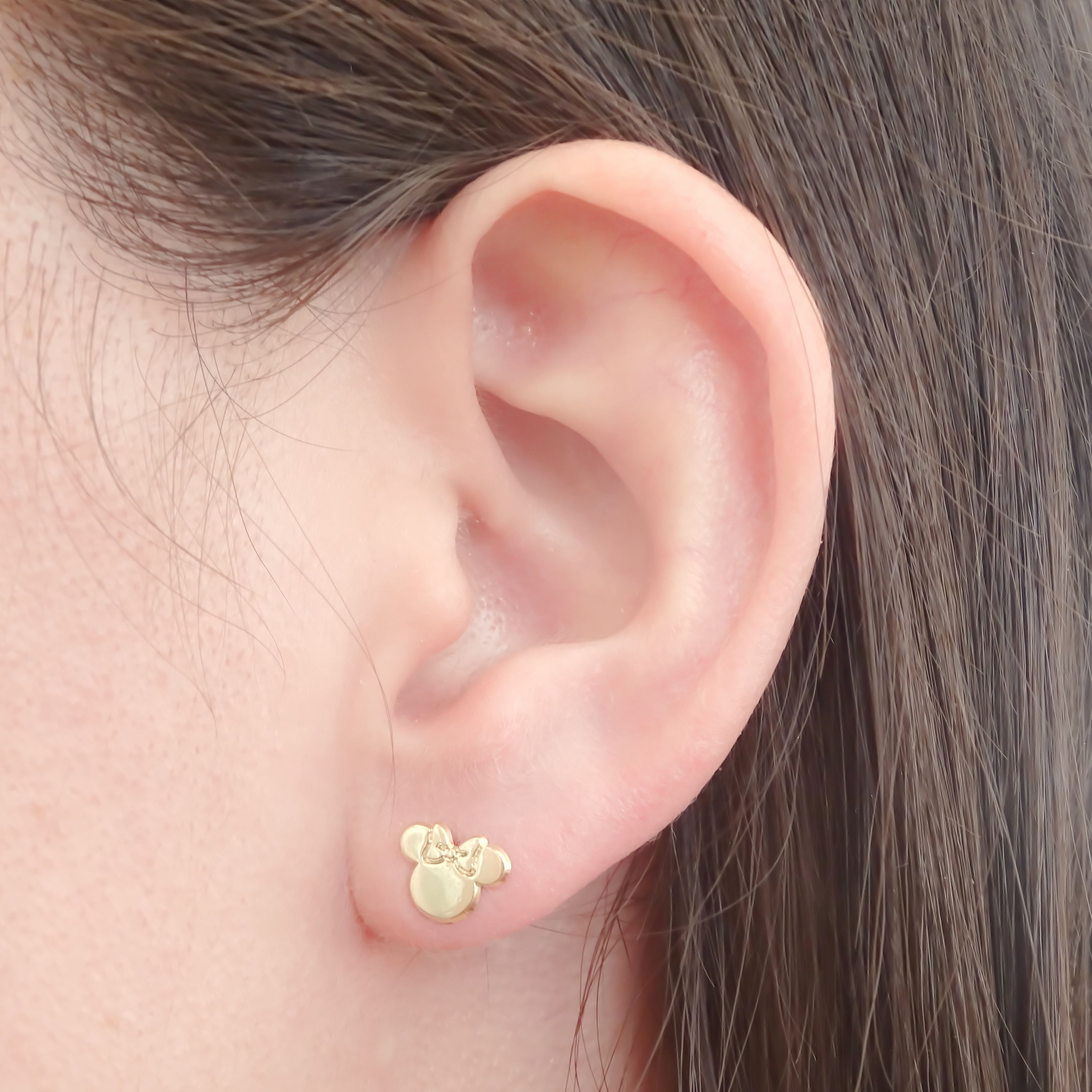 Amor Eterno - Broqueles / Disney Botón Mickey Minnie Oro 14k