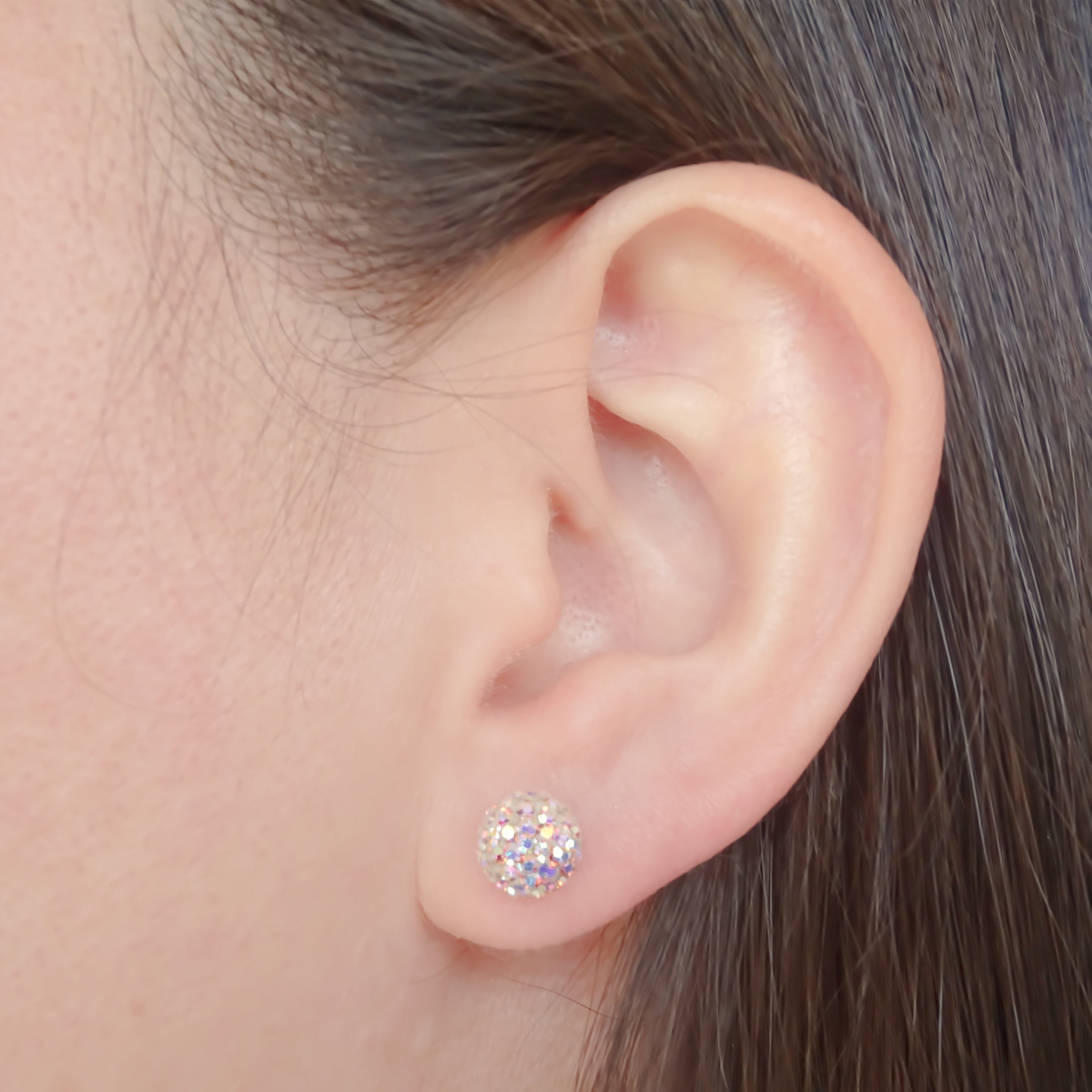 Amor Eterno - Broqueles Esferas Grandes / Aretes / Oro 10k / Tornasol