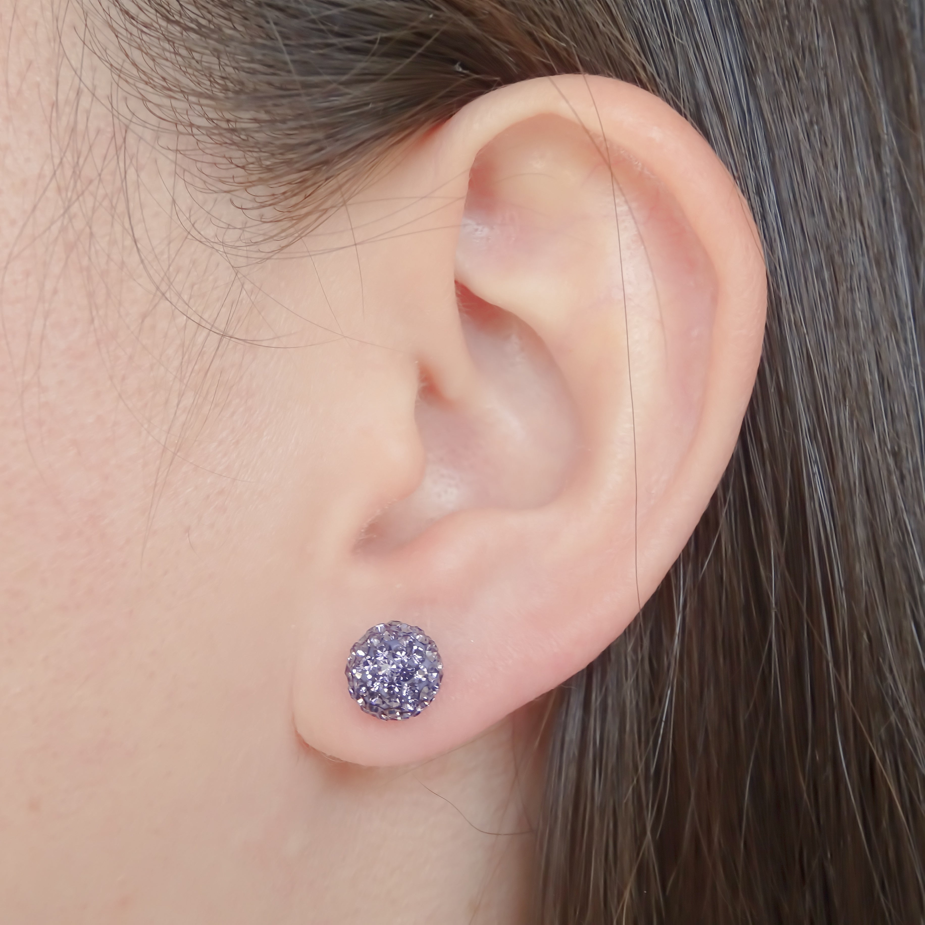 Amor Eterno - Broqueles Esferas Grandes / Aretes / Oro 10k / Morado