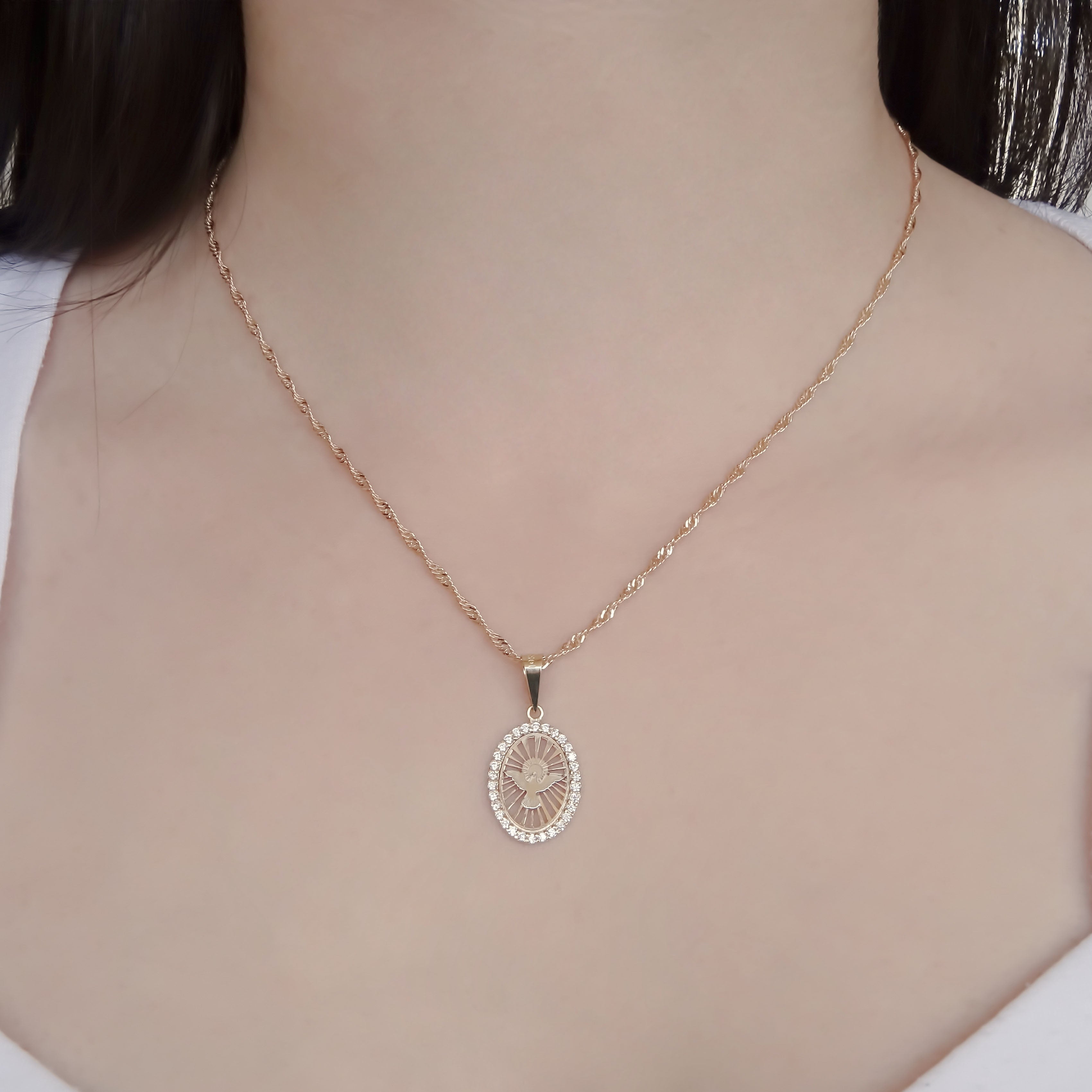 Amor Eterno - Dije Medalla Espiritu Santo Destello 10k