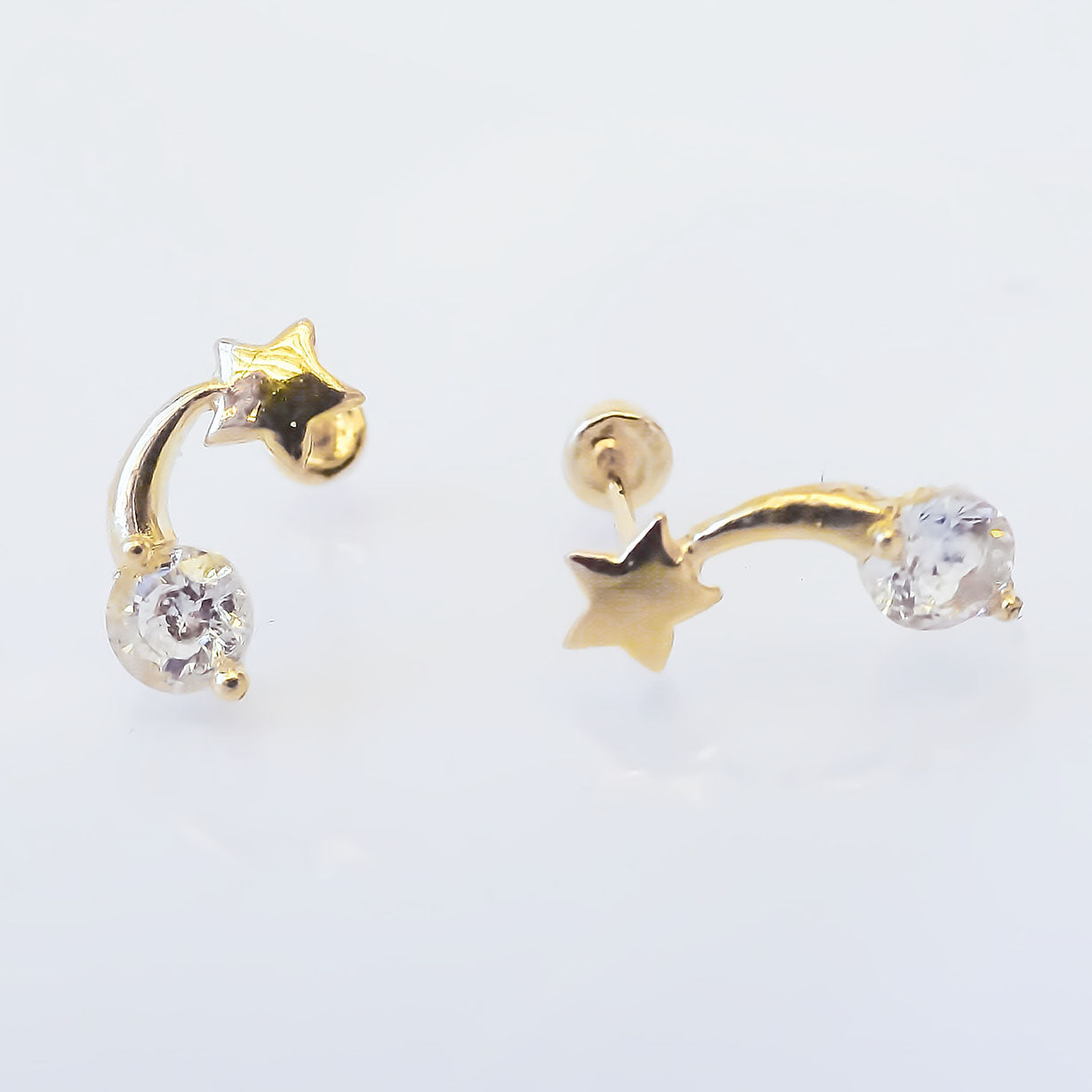 Amor Eterno - Broqueles Estrella Fugaz 3 / Aretes / Oro 10k / Mini Cometa