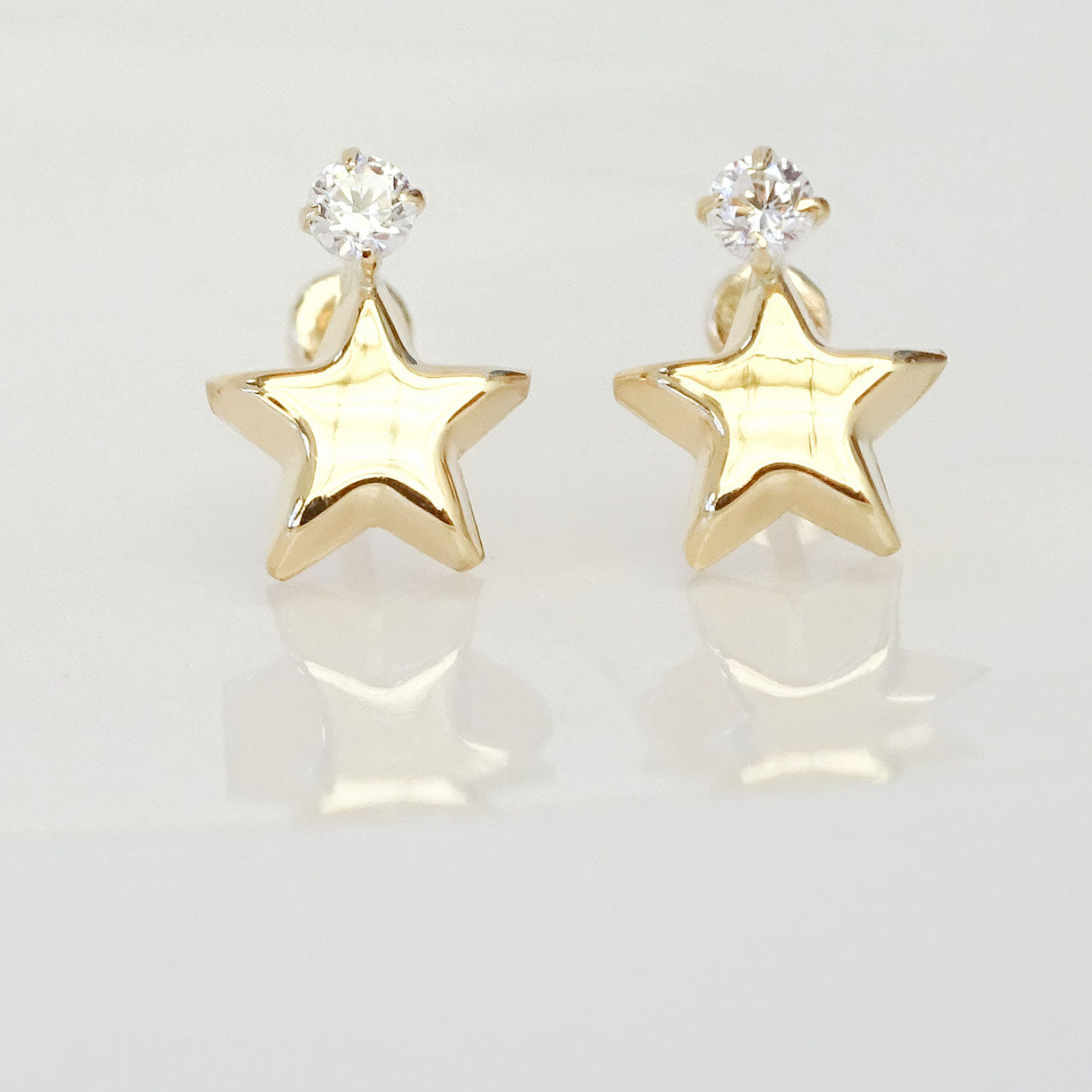 Amor Eterno - Broqueles / Estrella Diamante / Aretes Oro 10k