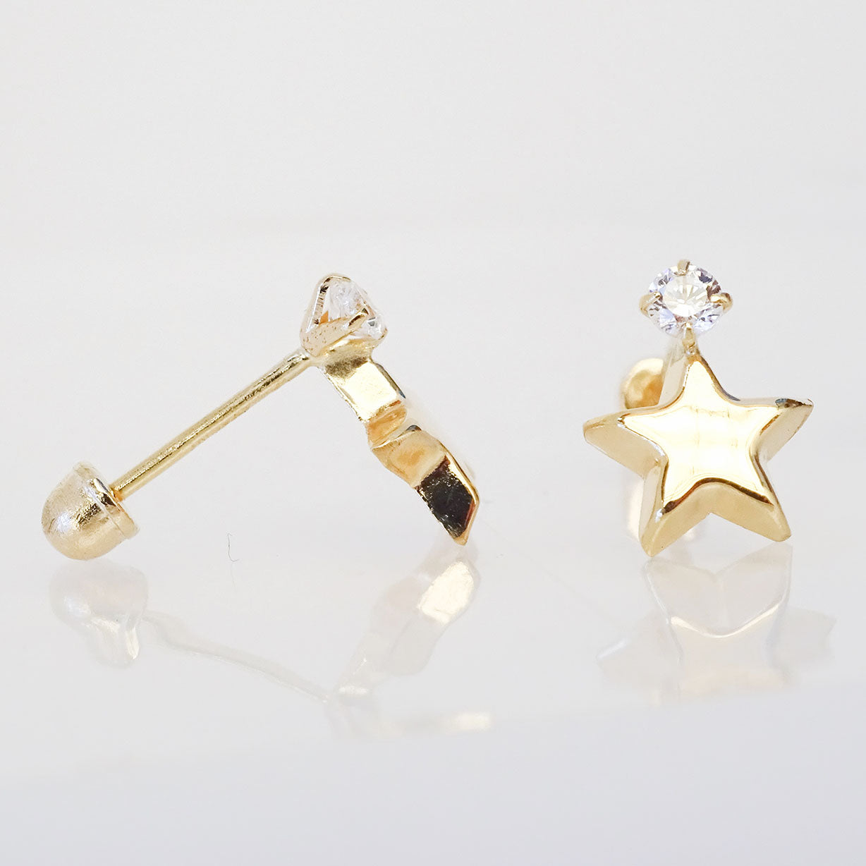 Amor Eterno - Broqueles / Estrella Diamante / Aretes Oro 10k