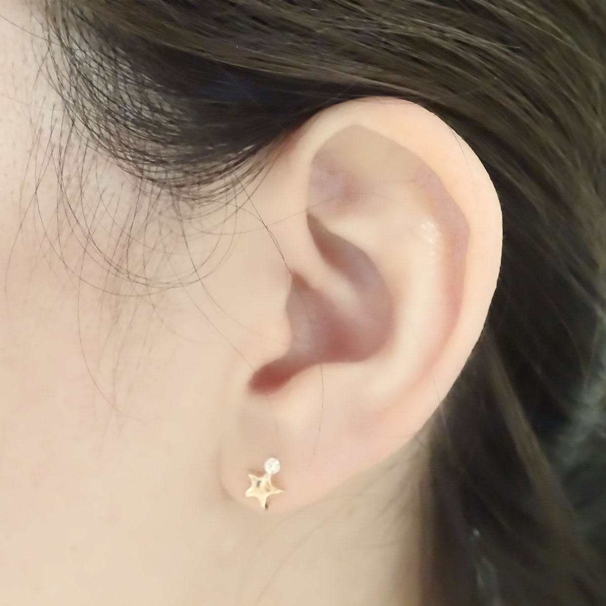 Amor Eterno - Broqueles / Estrella Diamante / Aretes Oro 10k