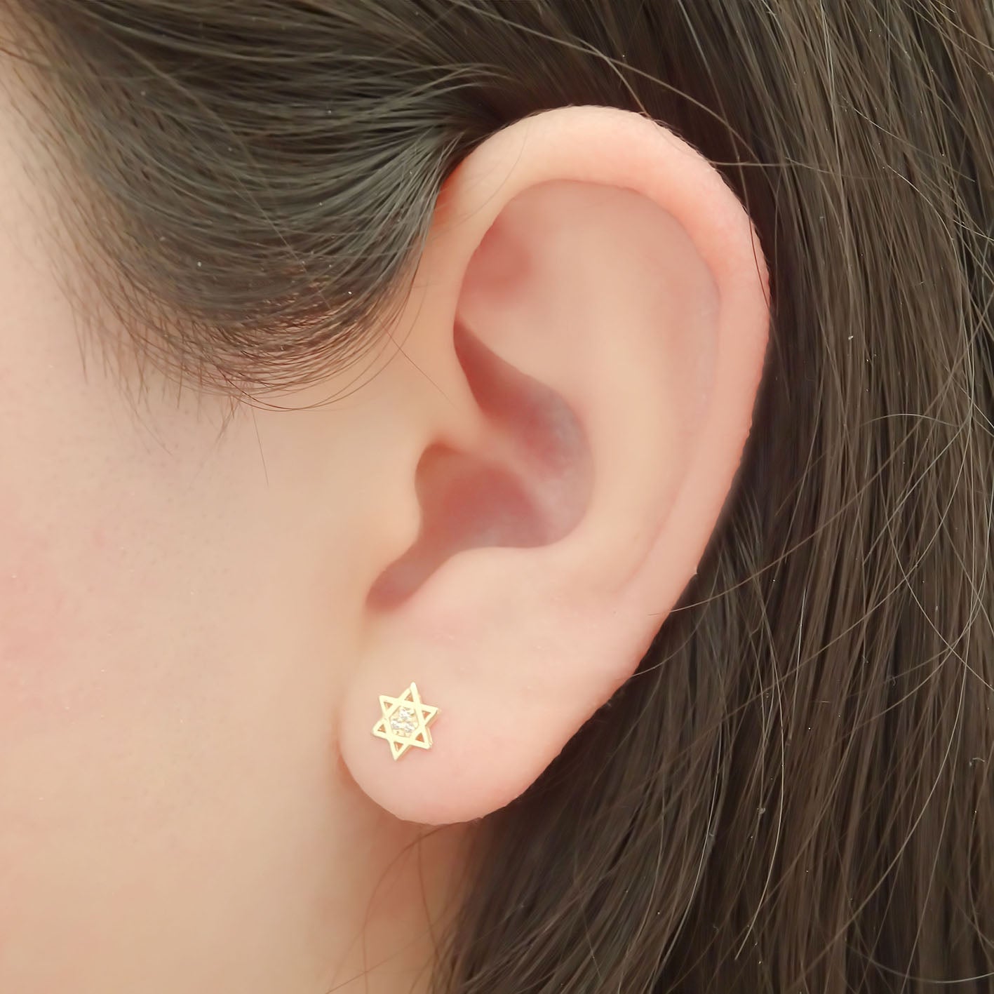 Amor Eterno - Broqueles Estrella De David / Aretes Oro 10k