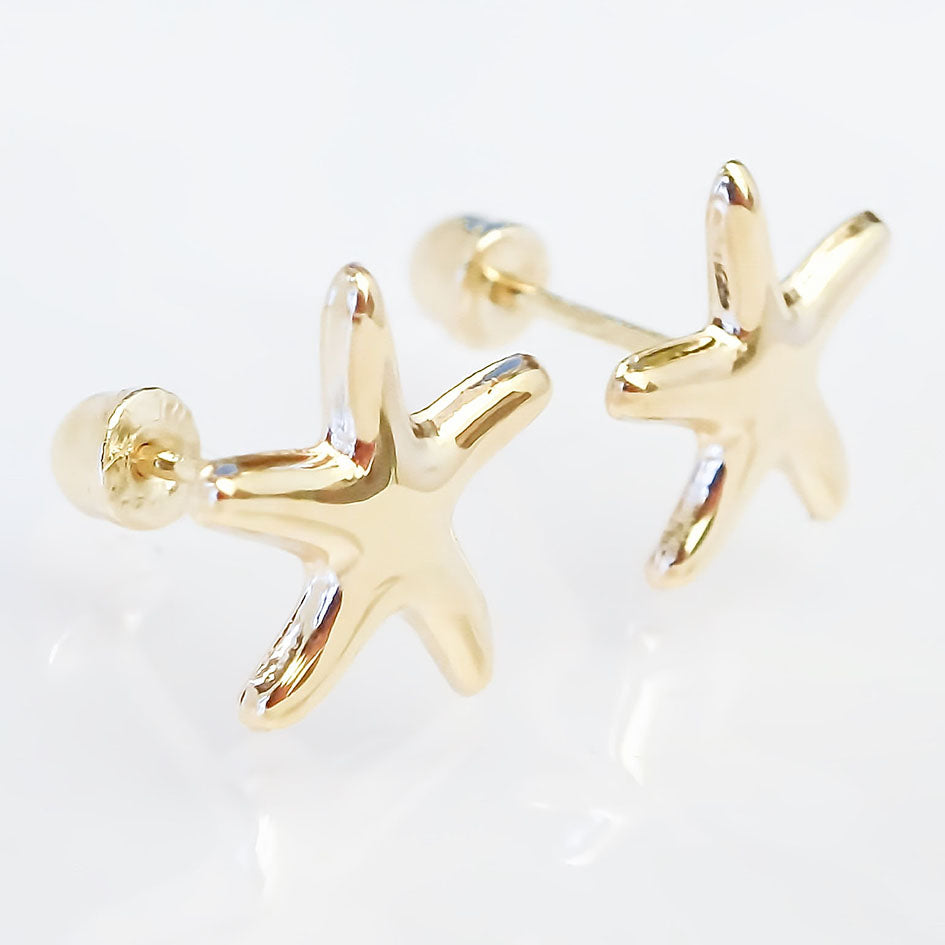 Amor Eterno - Broqueles Estrellita De Mar / Aretes / Oro 10k