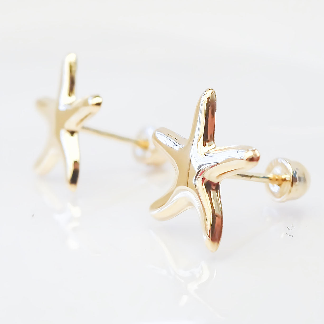 Amor Eterno - Broqueles Estrellita De Mar / Aretes / Oro 10k