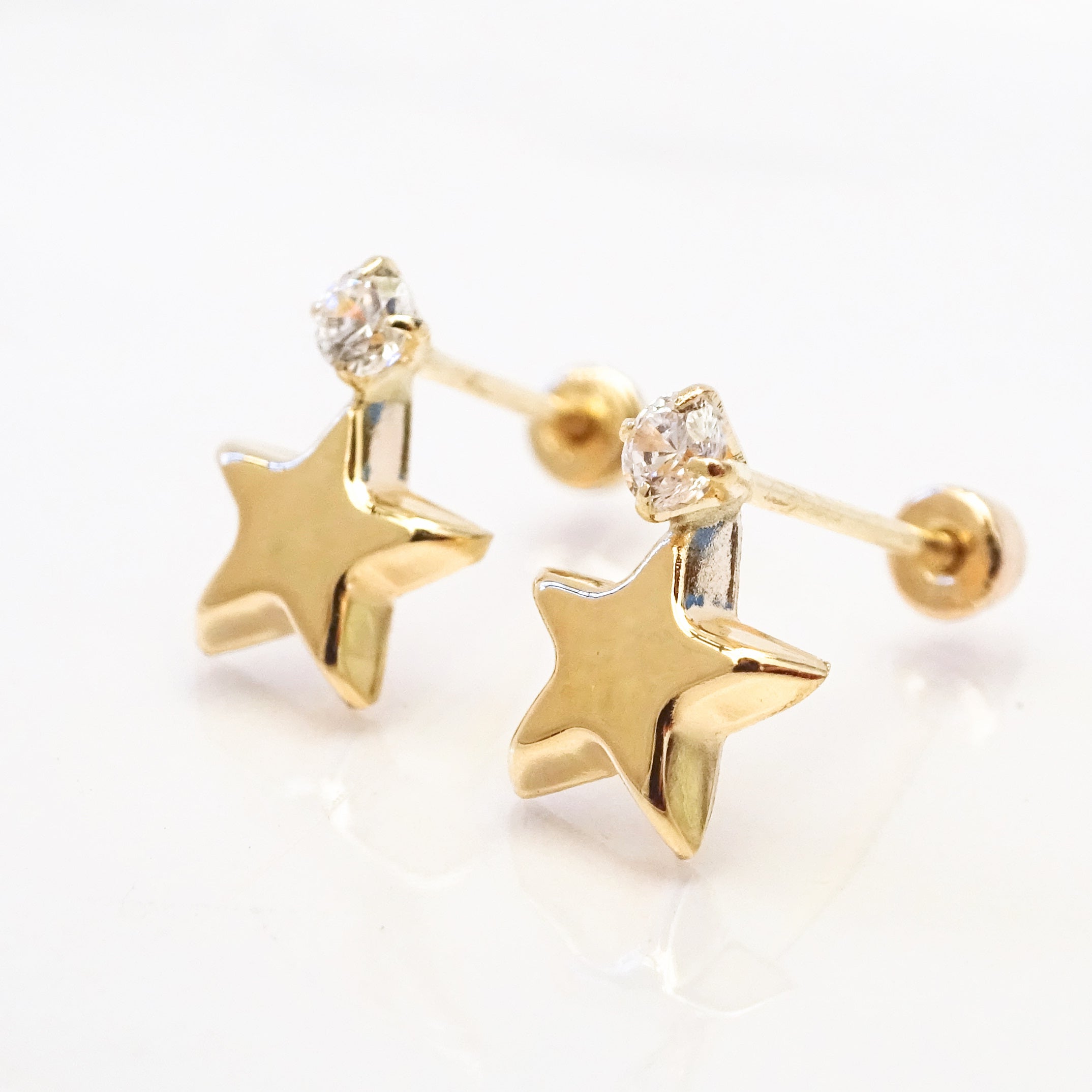 Amor Eterno - Broqueles / Estrella Diamante / Aretes Oro 10k