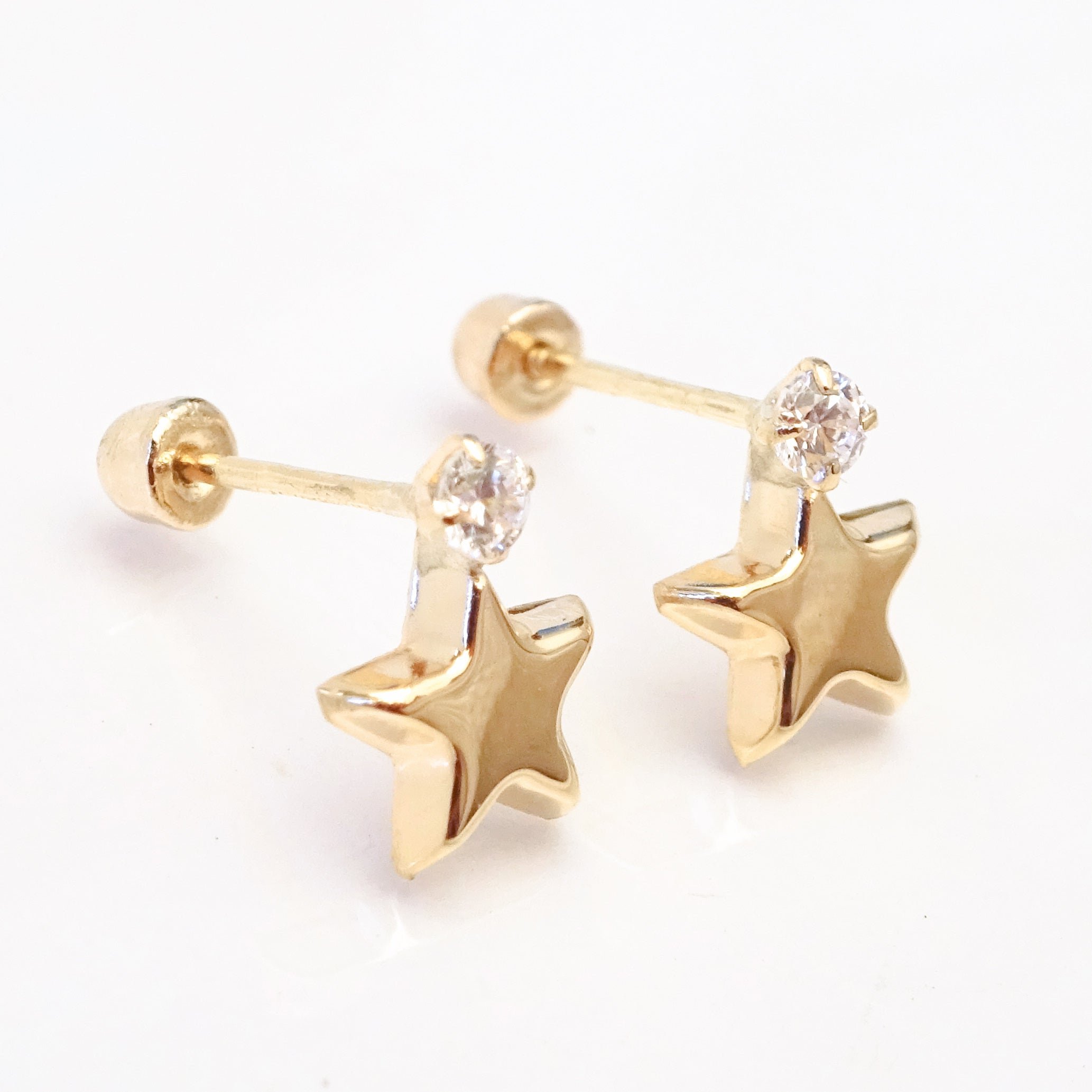 Amor Eterno - Broqueles / Estrella Diamante / Aretes Oro 10k