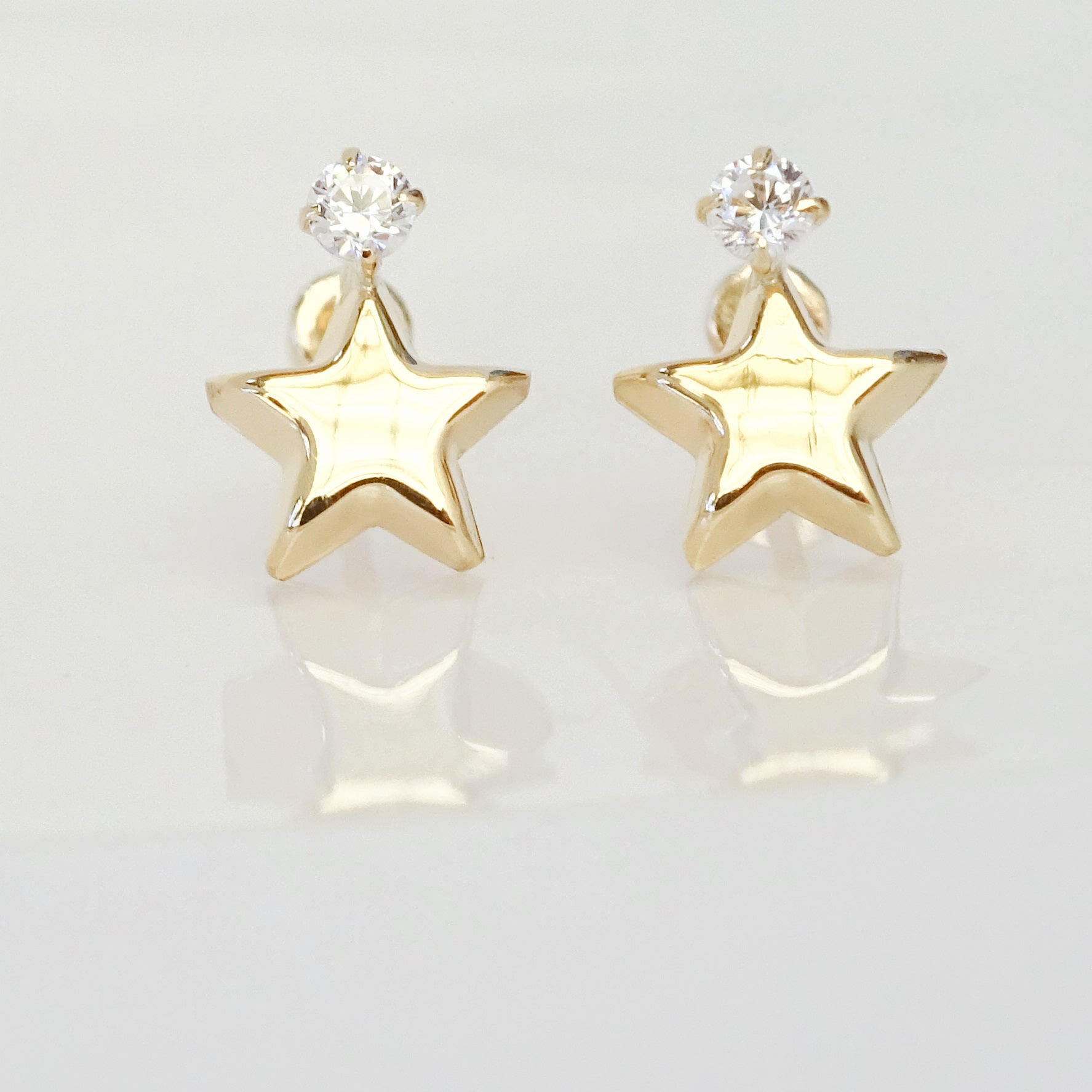 Amor Eterno - Broqueles / Estrella Diamante / Aretes Oro 10k