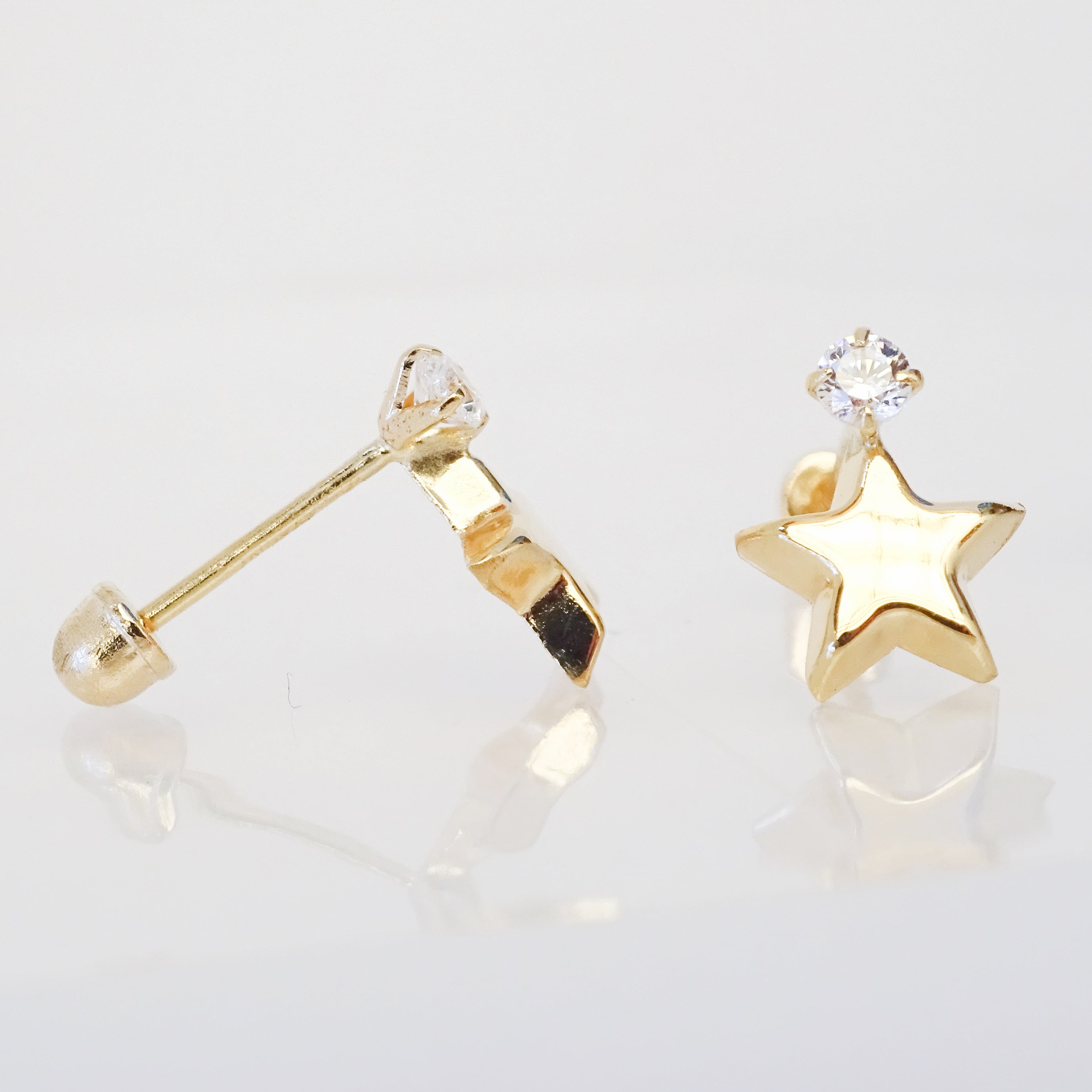 Amor Eterno - Broqueles / Estrella Diamante / Aretes Oro 10k