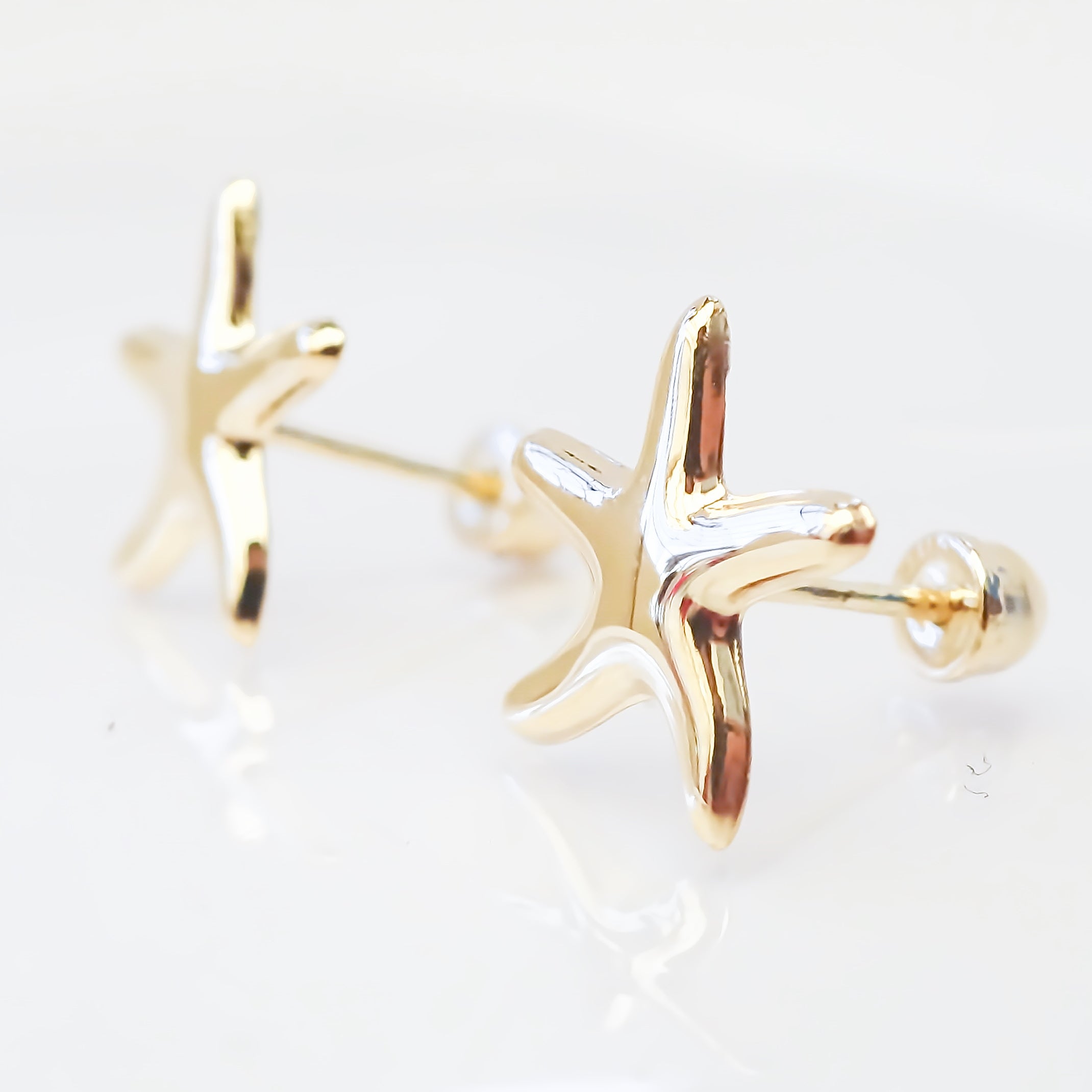 Amor Eterno - Broqueles Estrellita De Mar / Aretes / Oro 10k