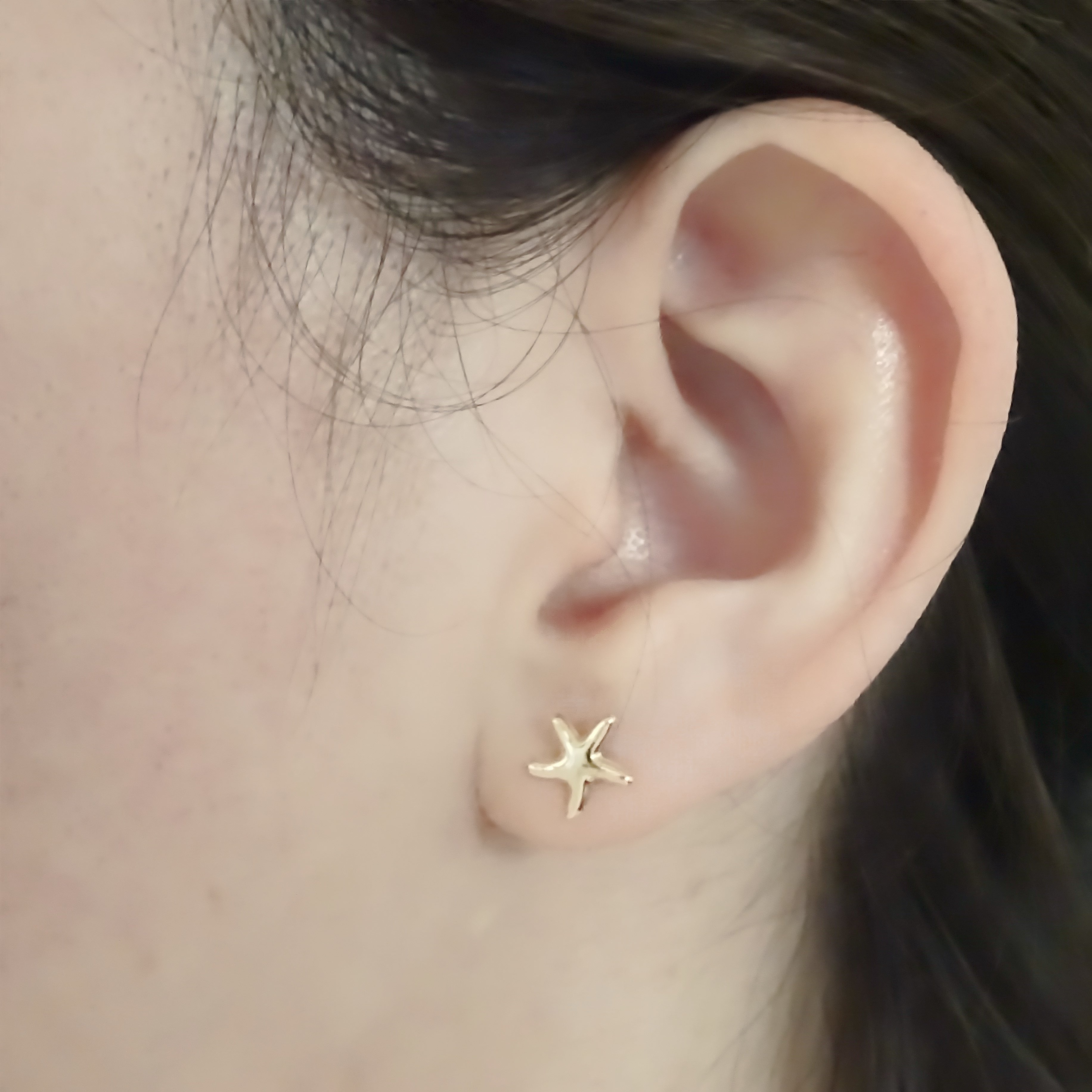 Amor Eterno - Broqueles Estrellita De Mar / Aretes / Oro 10k