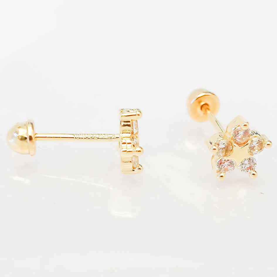 Amor Eterno - Broqueles / Flor Estrella / Aretes / Oro 10k