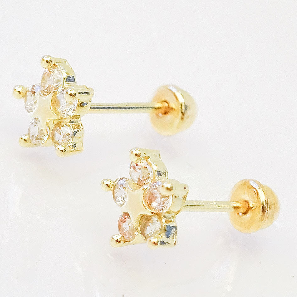 Amor Eterno - Broqueles / Flor Estrella / Aretes / Oro 10k