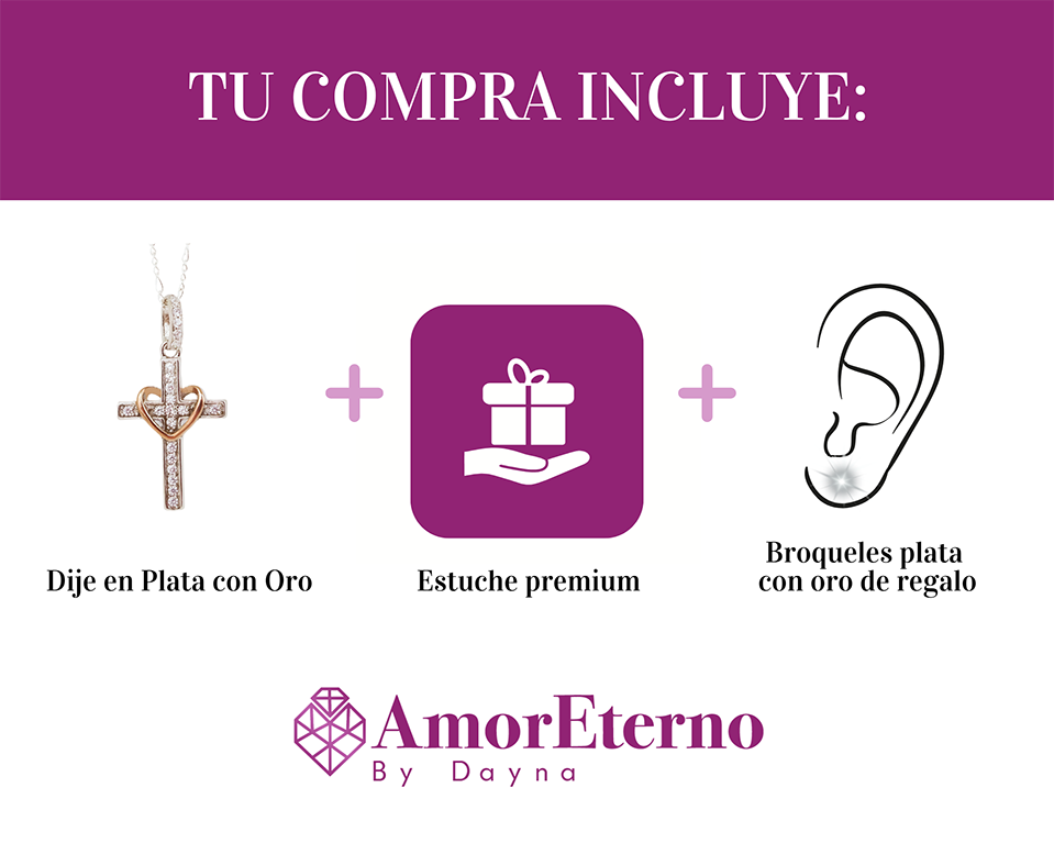 Amor Eterno - Plata Oro 24k - Cruz Amor De Dios + Cadena