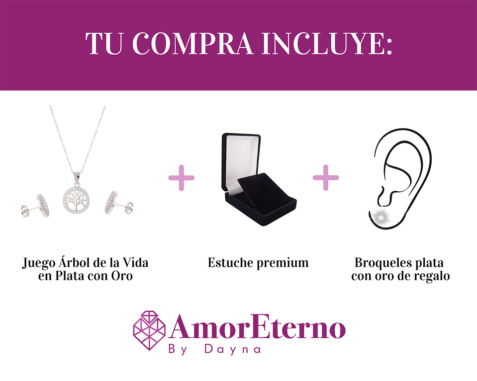 Amor Eterno - Cadena Plata Oro 24k / Dije Arbol De La Vida