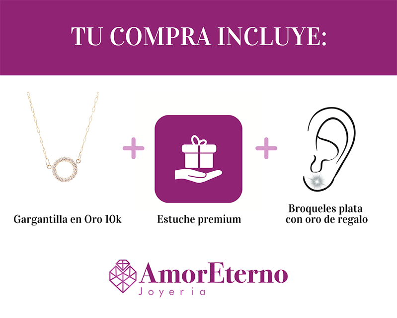 Amor Eterno - Gargantilla Elegante / Circulo Sólido 10k
