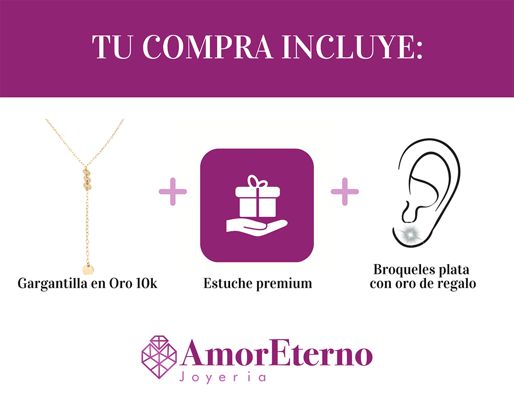 Amor Eterno - Gargantilla Circulo Colgante / Oro Sólido 10k