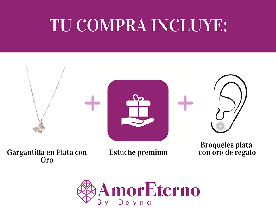Amor Eterno- Gargantilla Mariposa De Paz / Plata Oro 24k