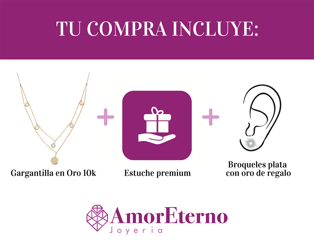 Amor Eterno - Doble Gargantilla Círculo / Oro Sólido 10k
