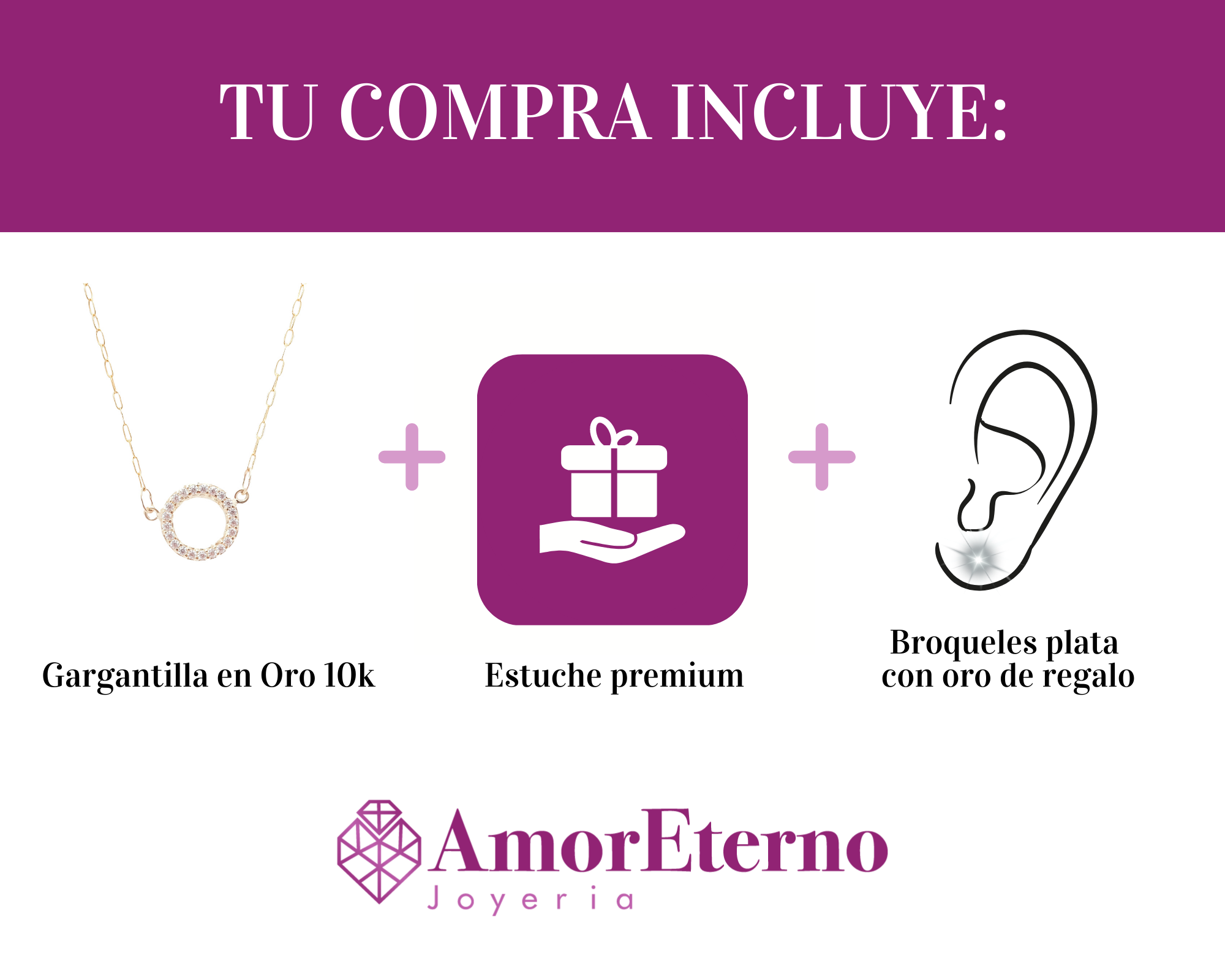 Amor Eterno - Gargantilla Elegante / Circulo Sólido 10k