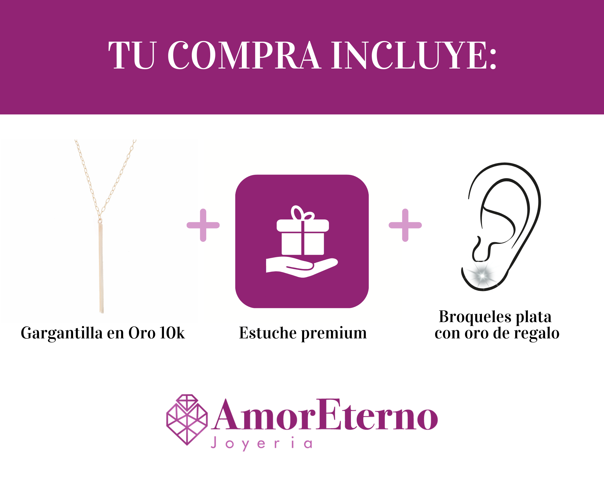 Amor Eterno - Gargantilla / Barrita / Oro Sólido 10k