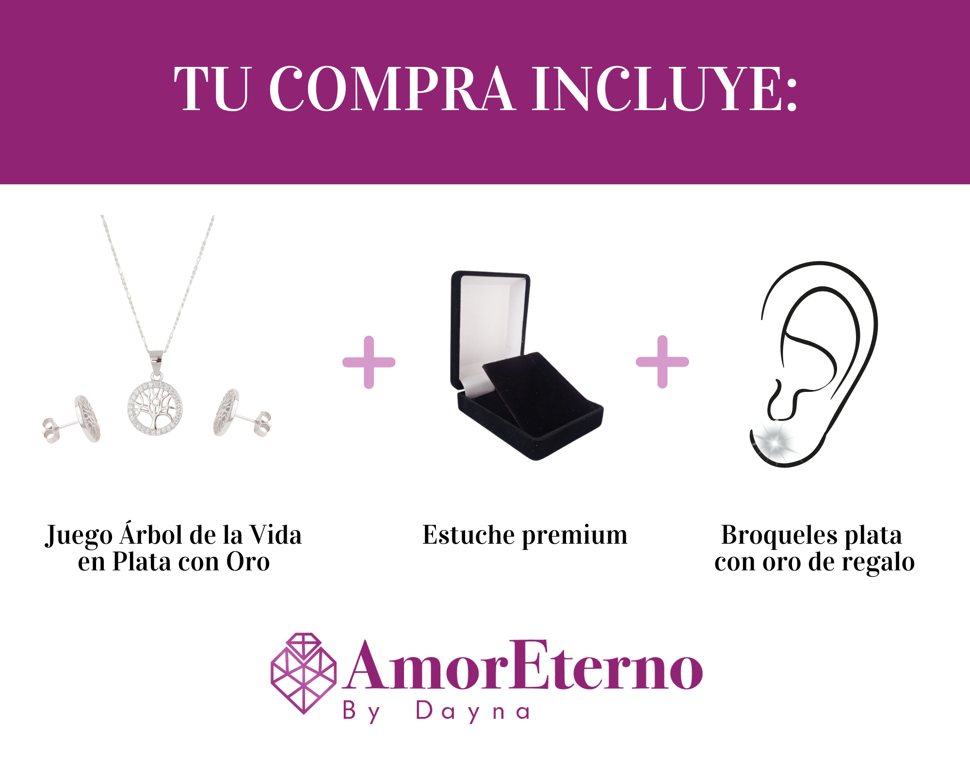 Amor Eterno - Cadena Plata Oro 24k / Dije Arbol De La Vida