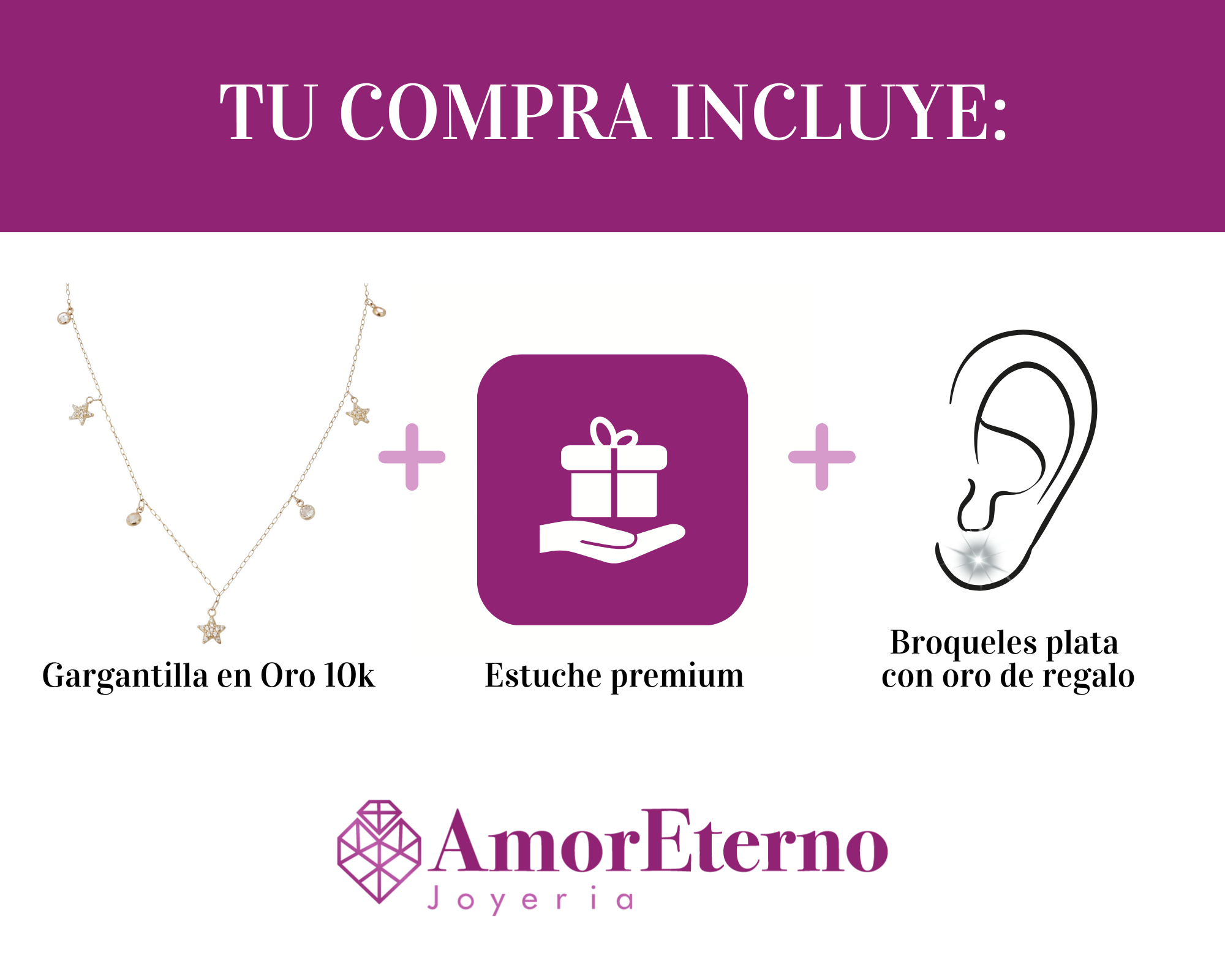 Amor Eterno - Gargantilla Estrella Diamante / Oro Sólido 10k