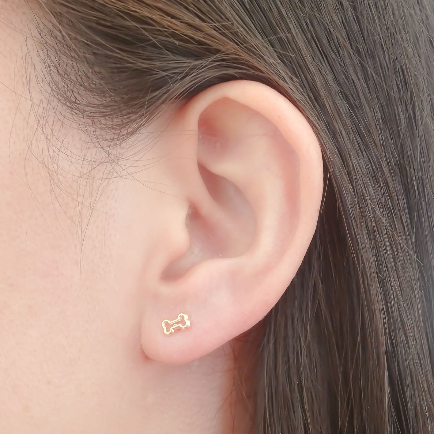 Amor Eterno - Broqueles Aretes Hueso Mascota Silueta Oro 10k