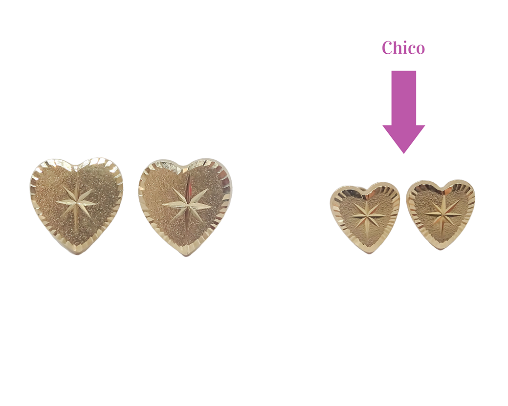 Amor Eterno-Broqueles Corazón Azucarado Estrella Chico / 10k