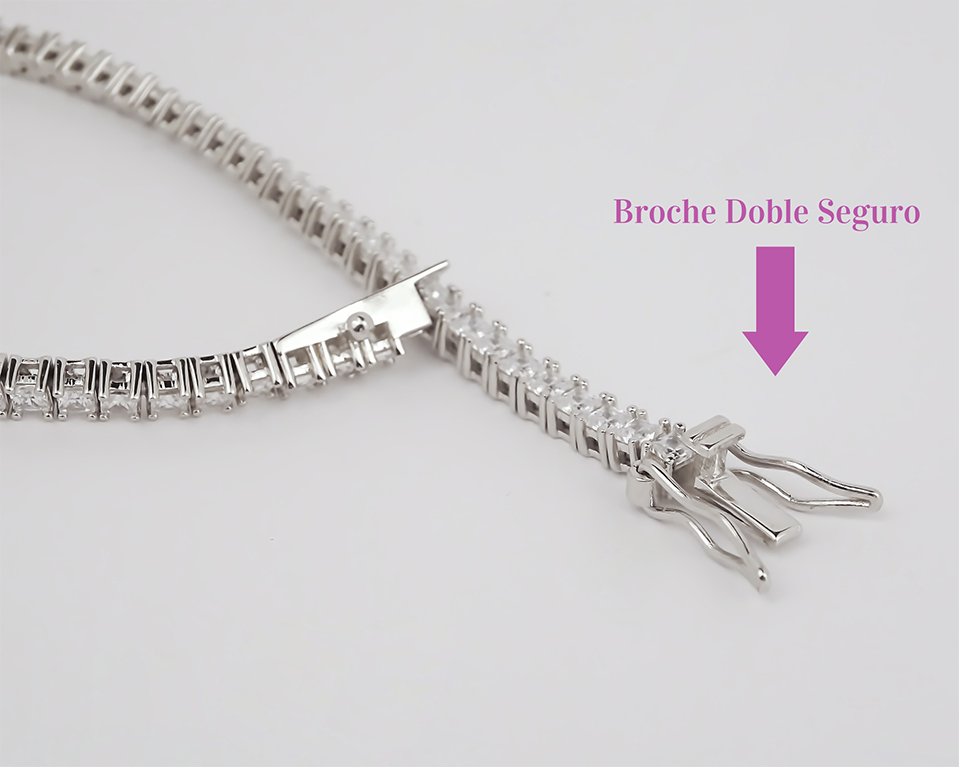 Amor Eterno- Pulsera Tennis Corte Princess Plata Con Oro 24k