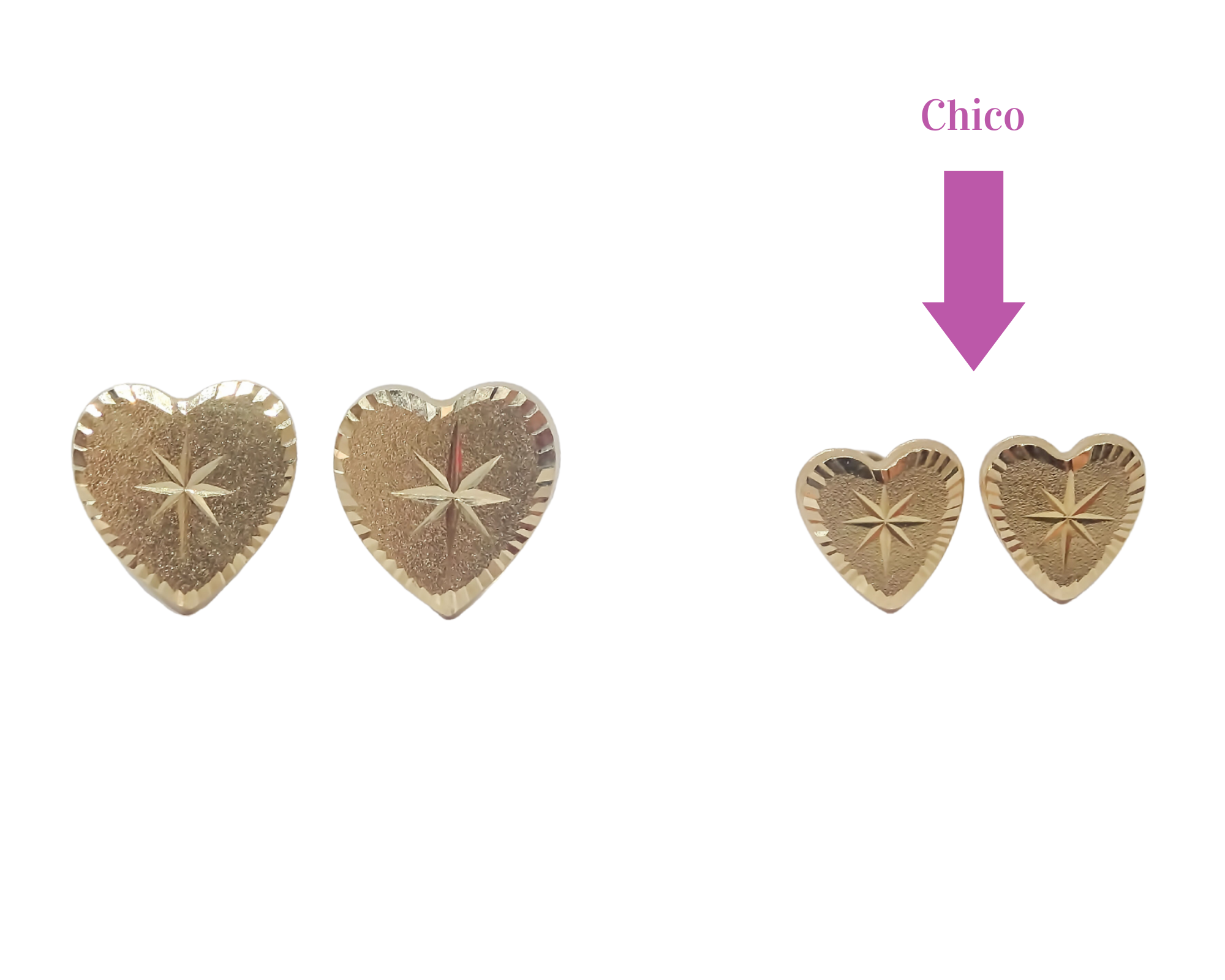 Amor Eterno-Broqueles Corazón Azucarado Estrella Chico / 10k