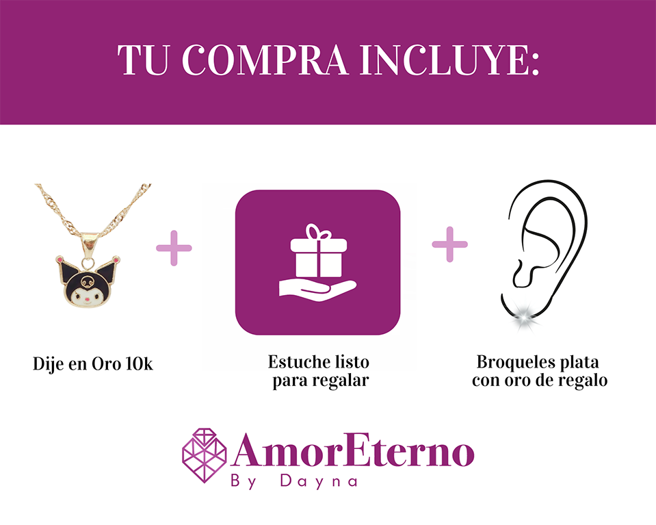 Amor Eterno - Dije Kuromi Carita / Oro Sólido 10k