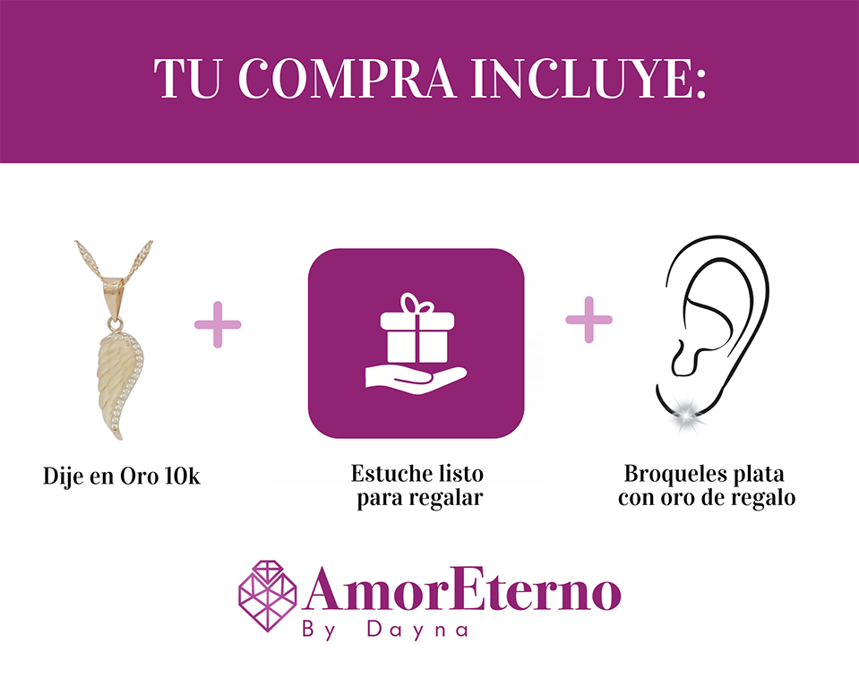 Amor Eterno - Dije Ala Protectora Ángel / Oro Sólido 10k