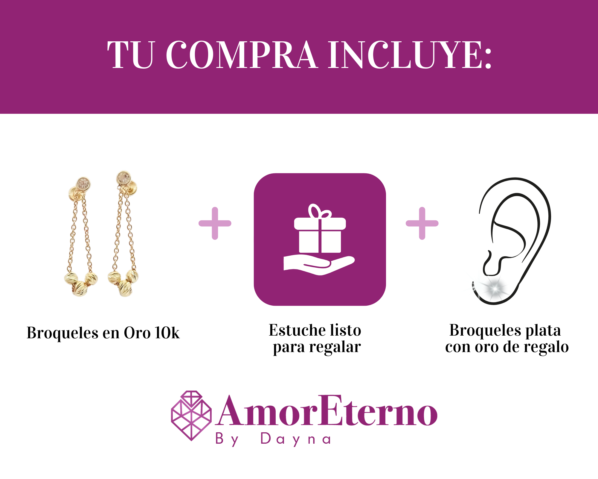 Amor Eterno - Aretes Bisel Bolitas Kellum / Oro 10k