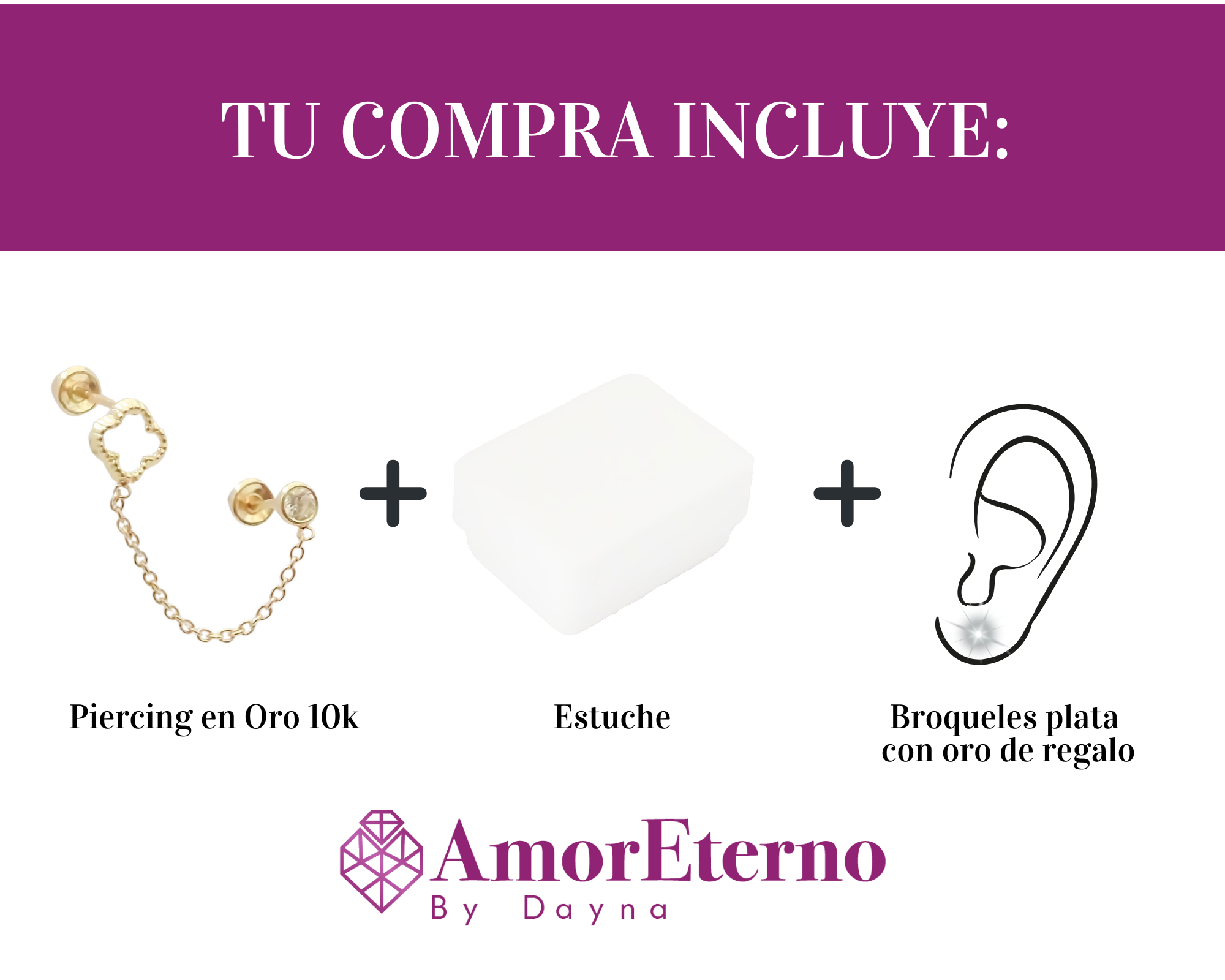 Amor Eterno - Trébol 4 Silueta / Doble Perforación / Oro 10k