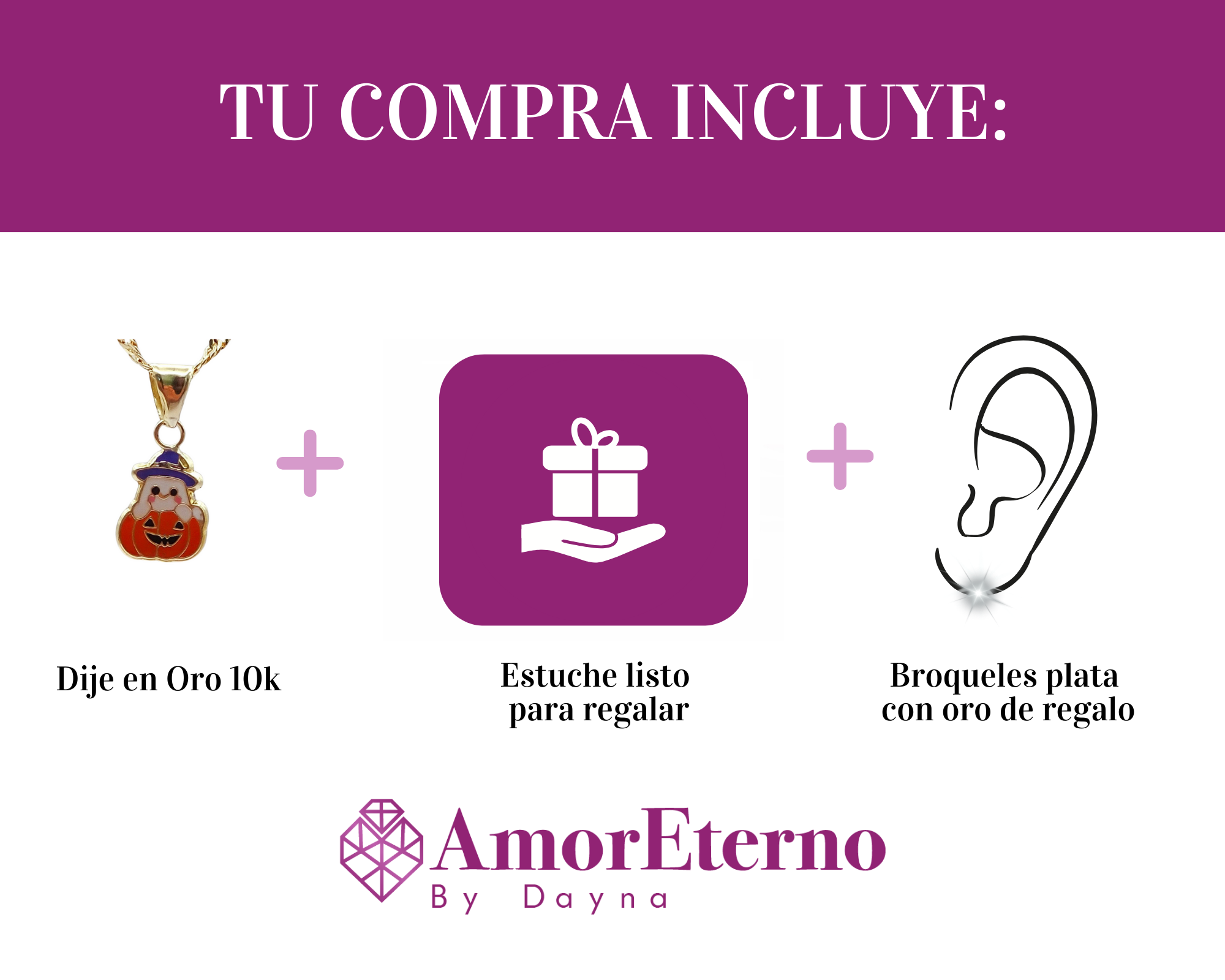 Amor Eterno - Dije Calabaza Fantasma / Oro Sólido 10k