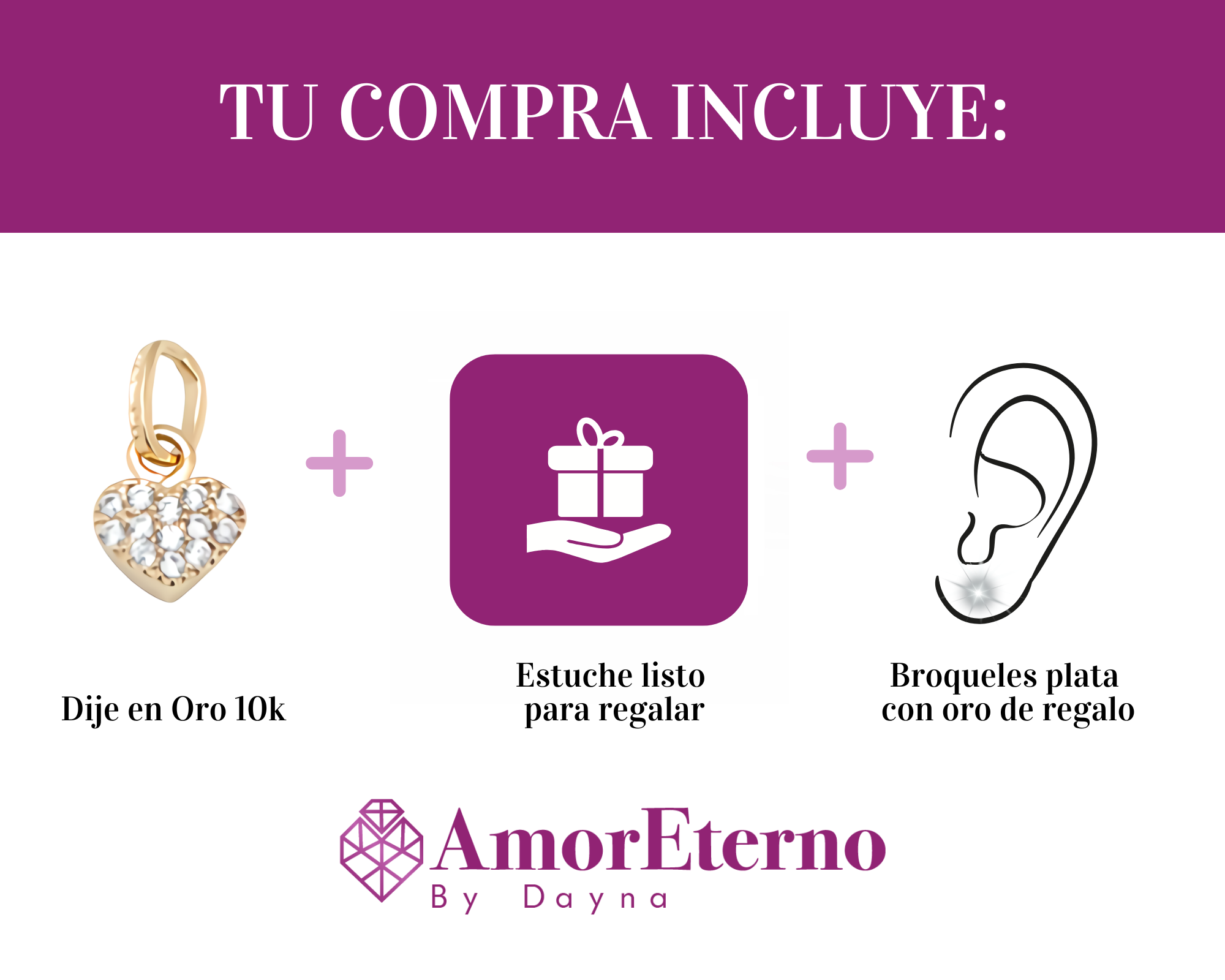 Amor Eterno - Dije Corazón Bombón / Oro 10k Solido