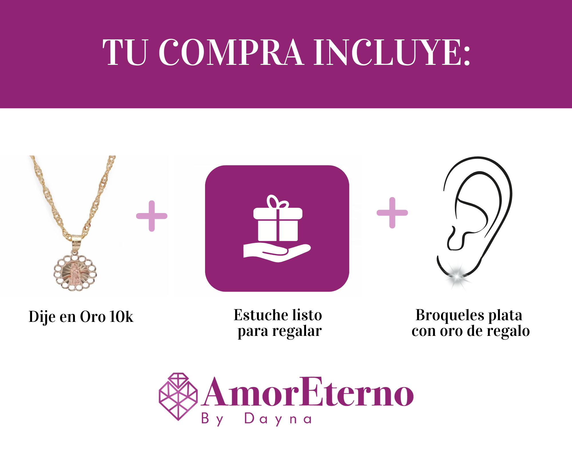 Amor Eterno - Mini Medalla Virgen Oro Sólido